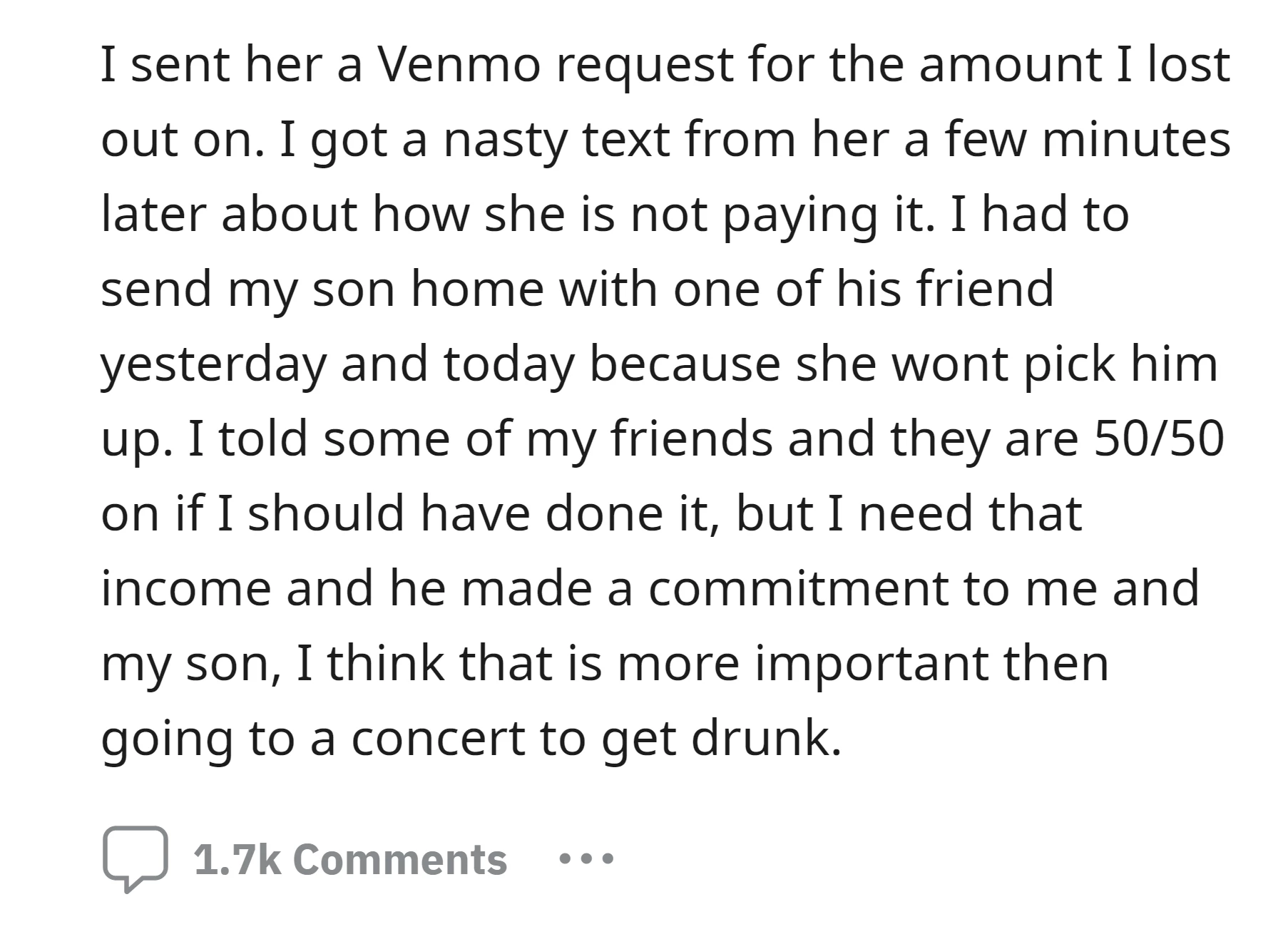 OP sent her SIL a Venmo request for the lost income, but she refused to pay
