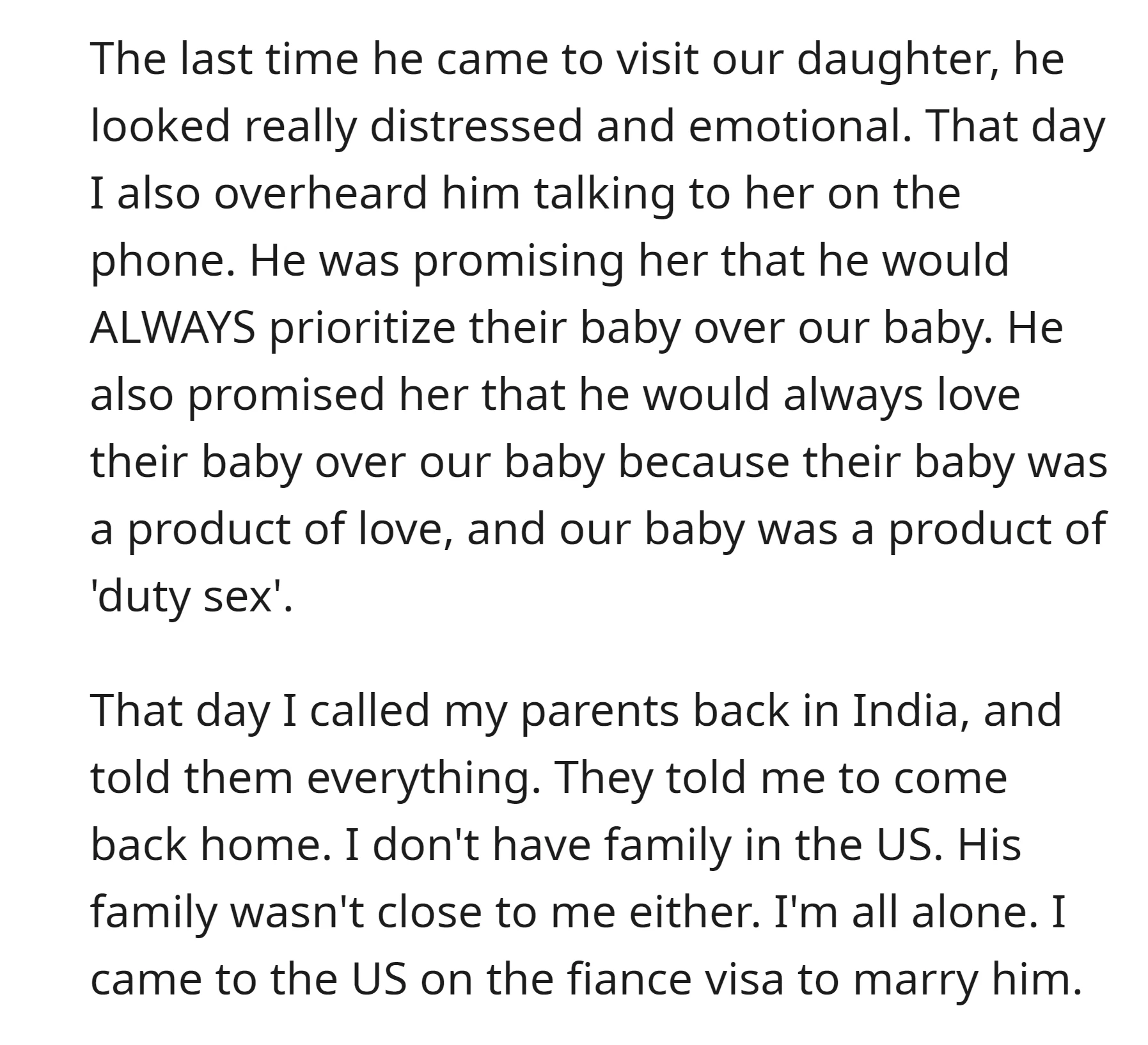 OP's parents in India advised her to return home