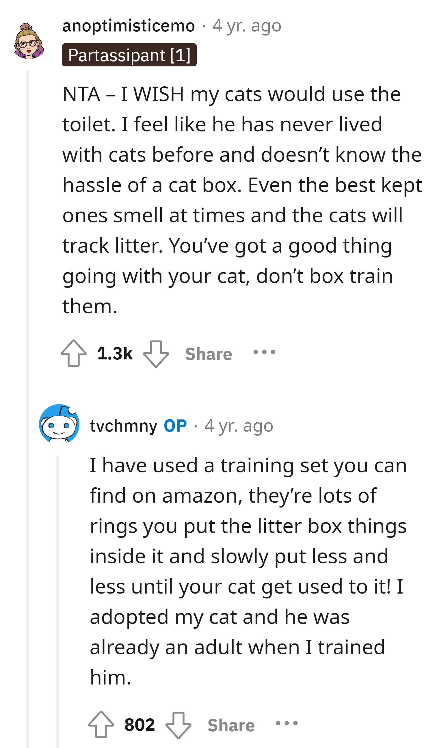 This Redditor wishes their own cats would use the toilet