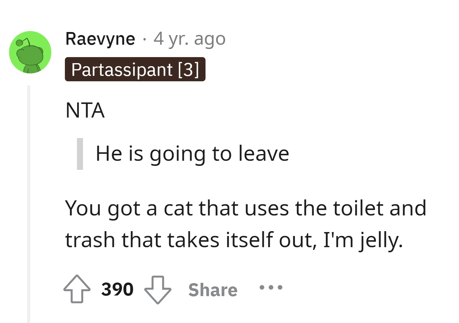 This person expresses envy for having a cat that can use the toilet