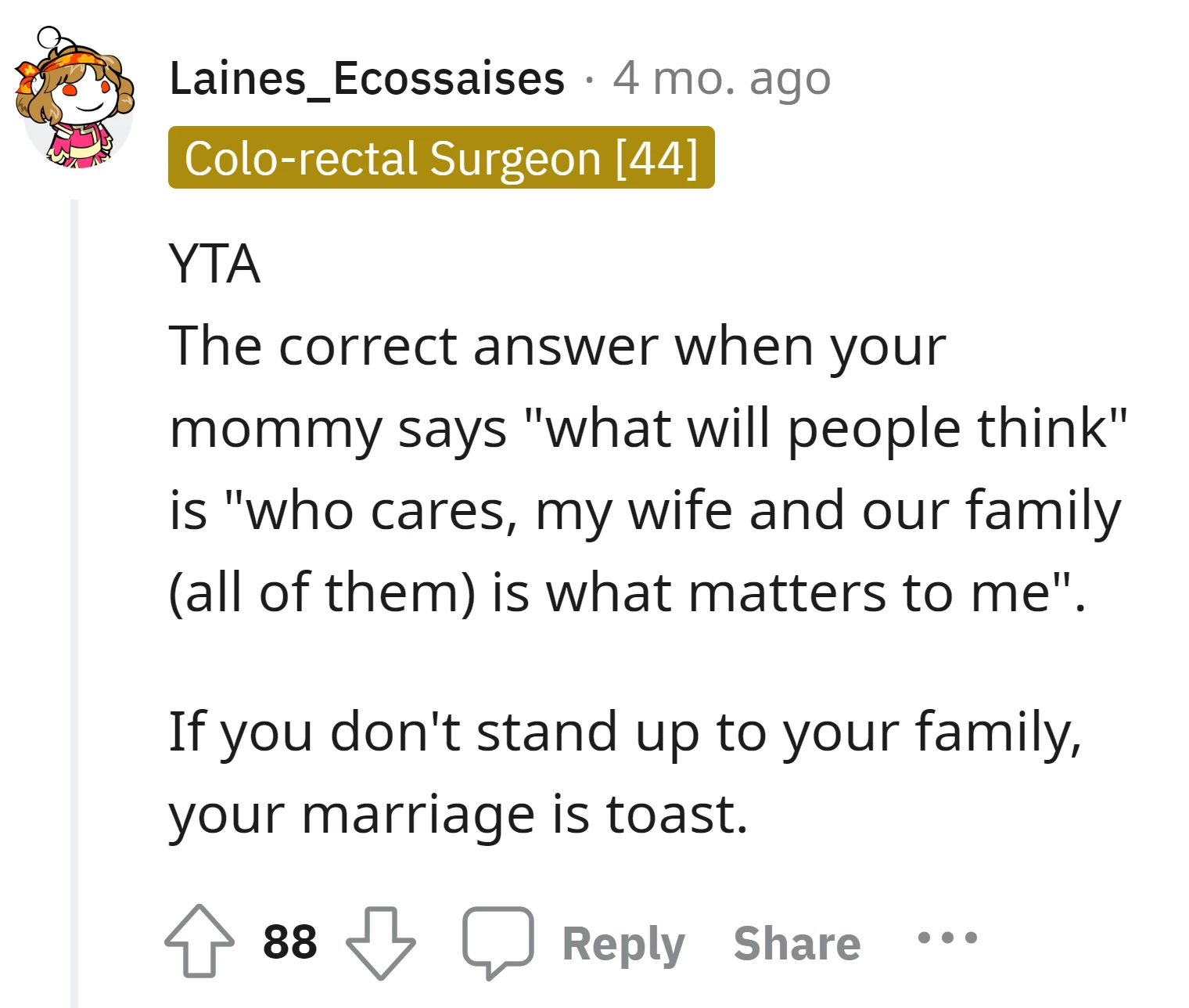 OP should prioritize his wife and entire family over concerns from his own family