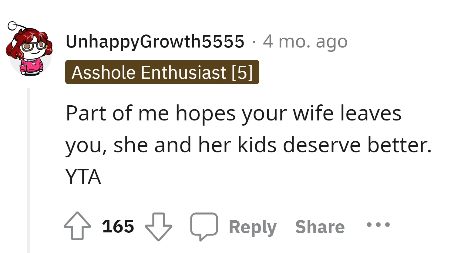 OP's wife and her children deserve better