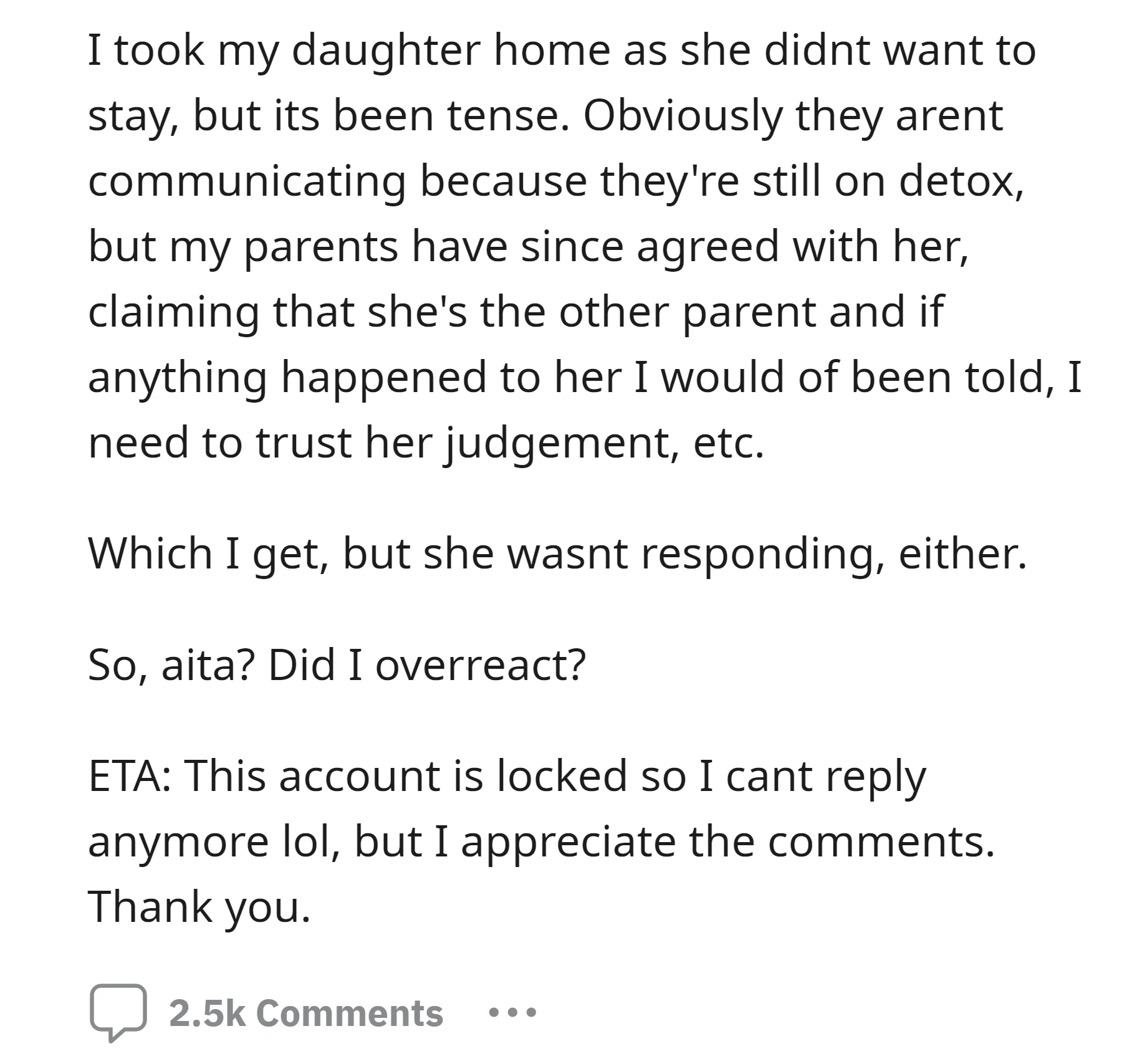 OP's parents sided with the mom, suggesting he should trust his ex's judgment