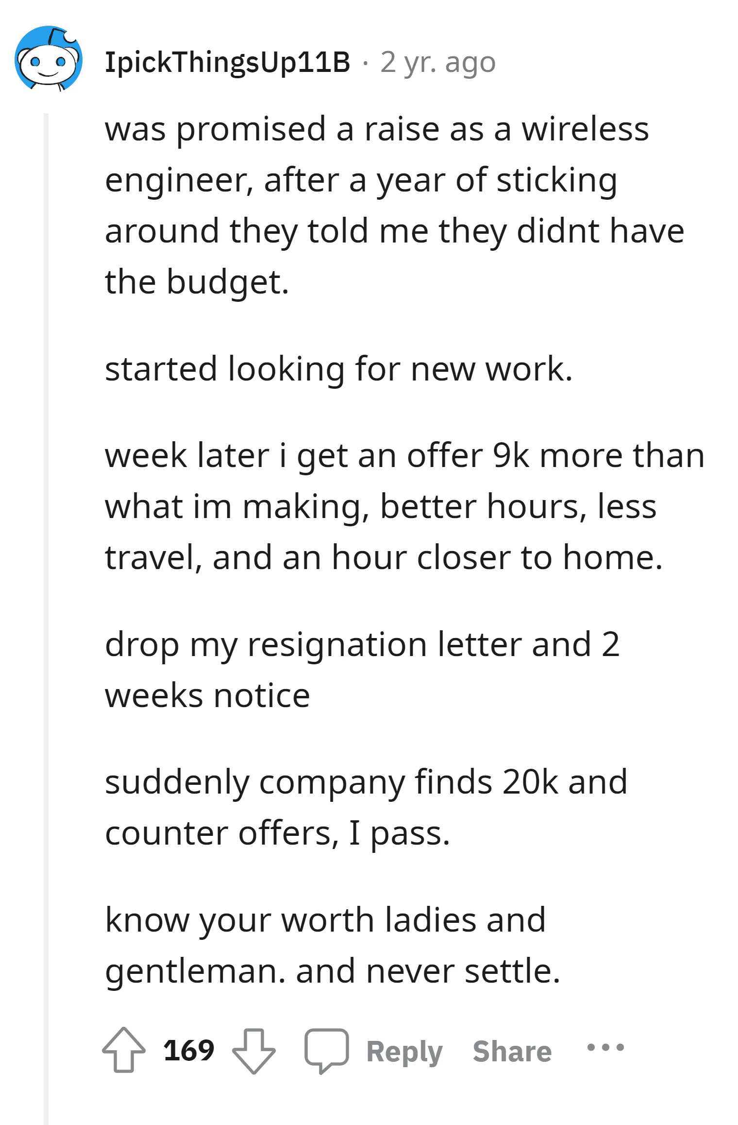 Redditor received an offer with a $9k increase and better conditions