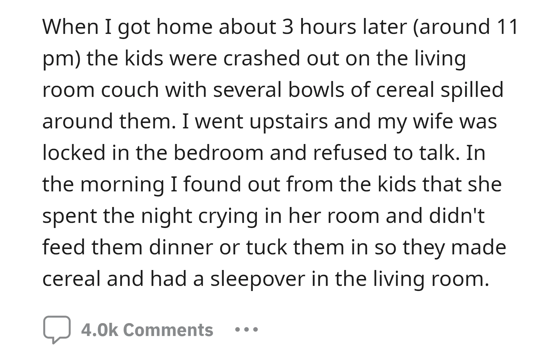 OP's wife spent the night in her locked bedroom