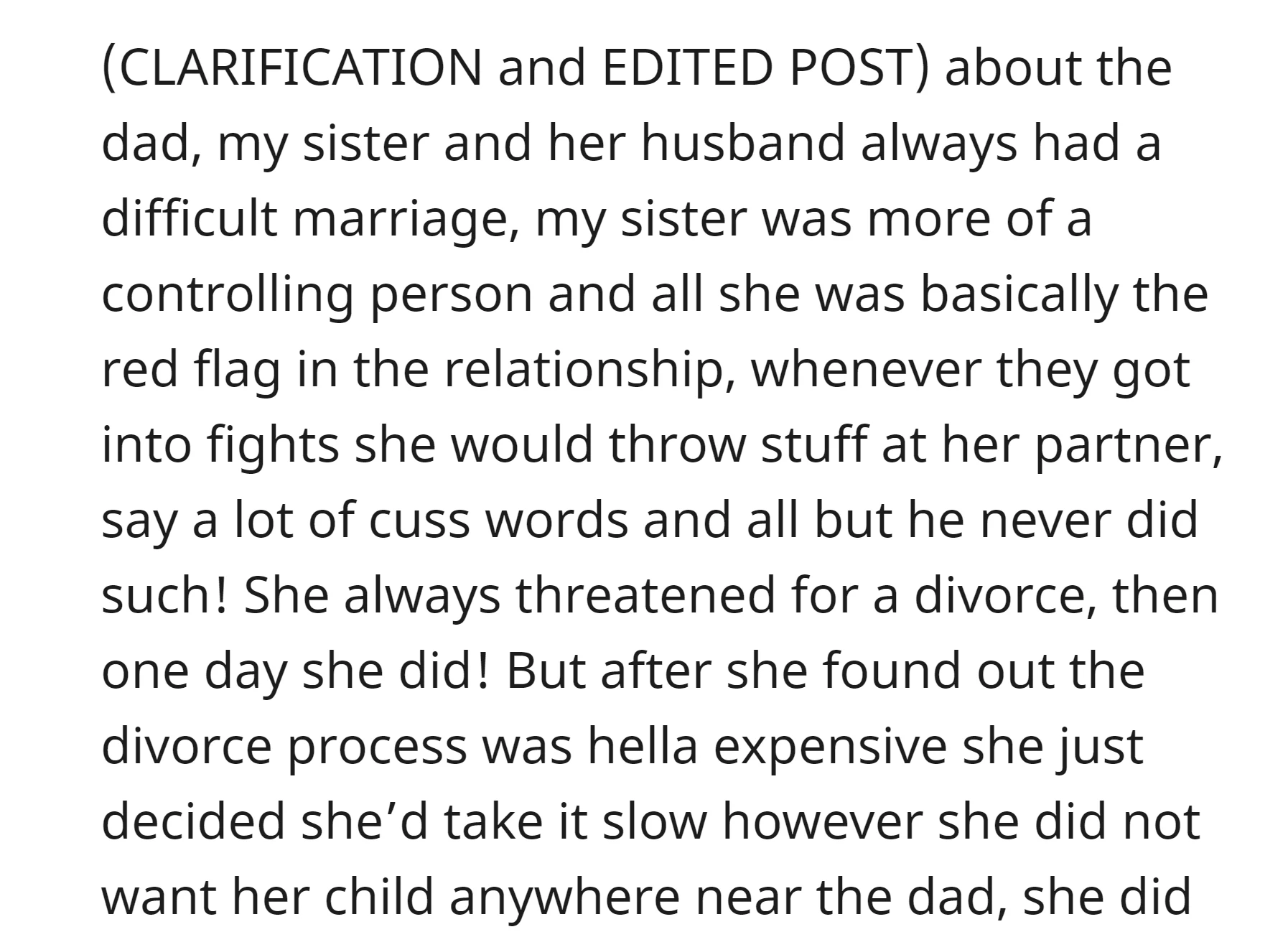 OP's sister had a turbulent marriage with her husband