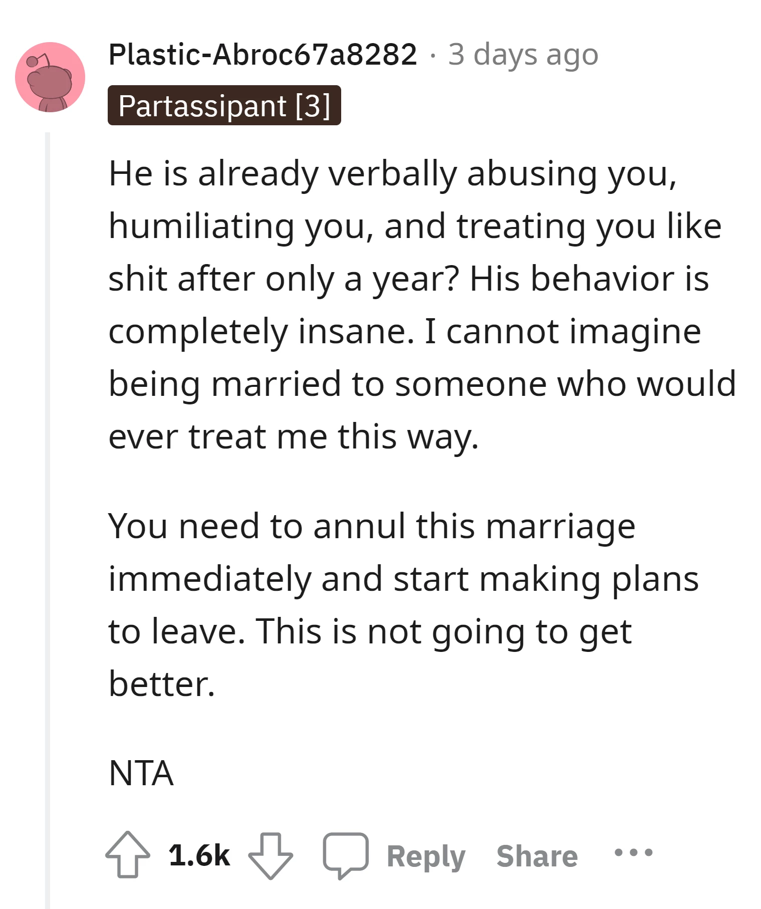 This Redditor firmly advised the OP to annul the marriage and leave immediately