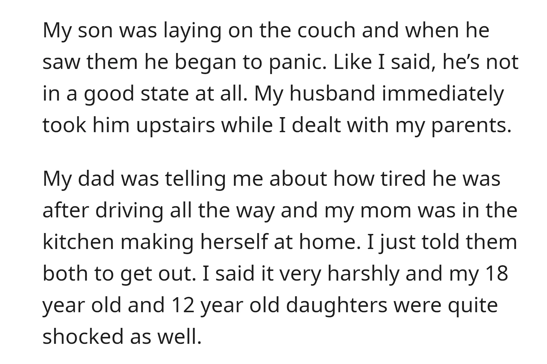As OP's son felt uncomfortable so she bluntly told her parents to leave