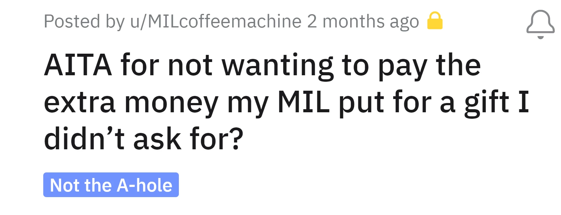 Mother-in-law gave OP a $80 coffee machine and asked for $30 extra because she'd budgeted only $50