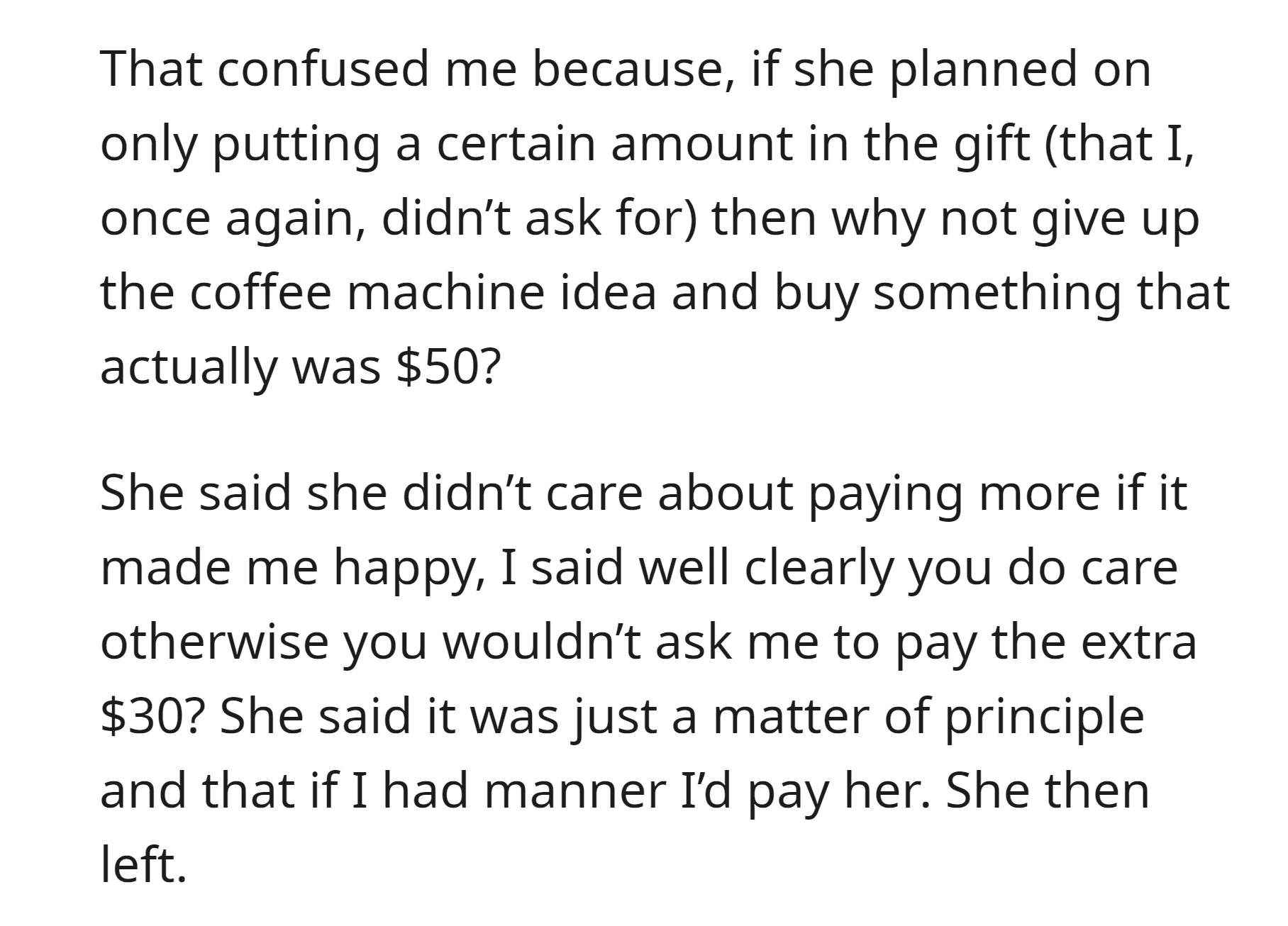 OP didn't understand why her mother-in-law didn't choose a cheaper gift