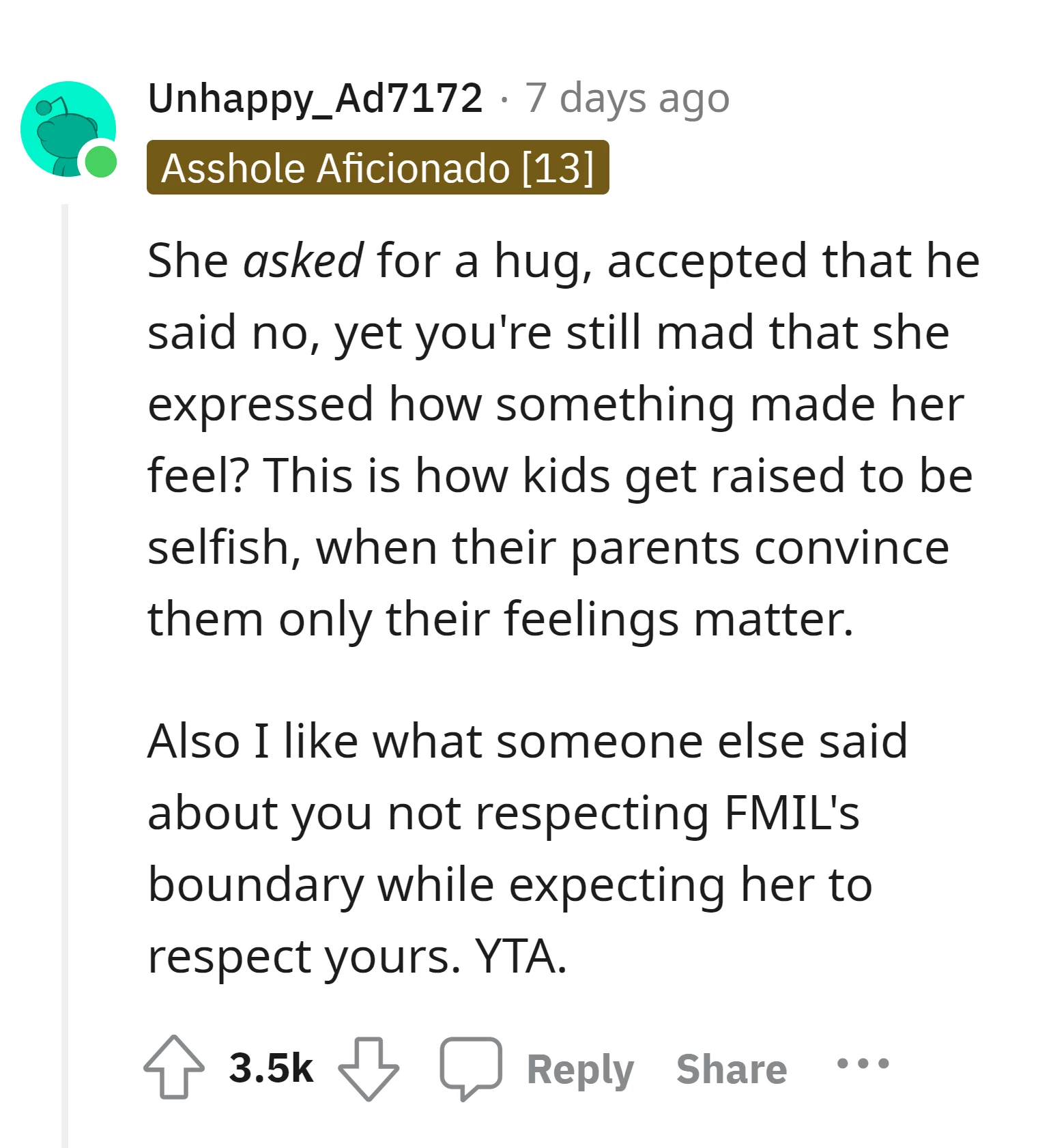 OP was in the wrong for being upset that the mother-in-law expressed her feelings