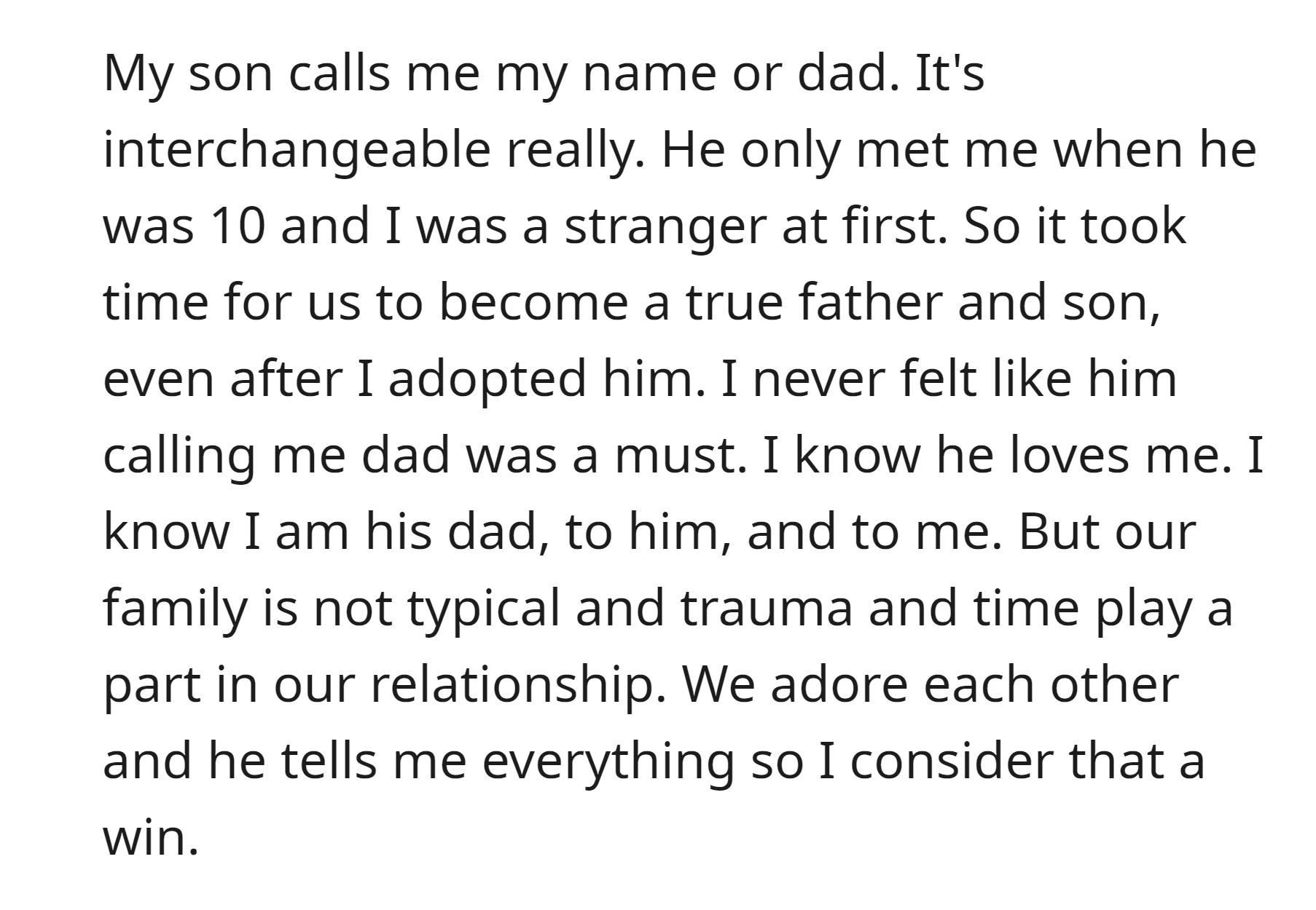 OP's son initially called him by his name