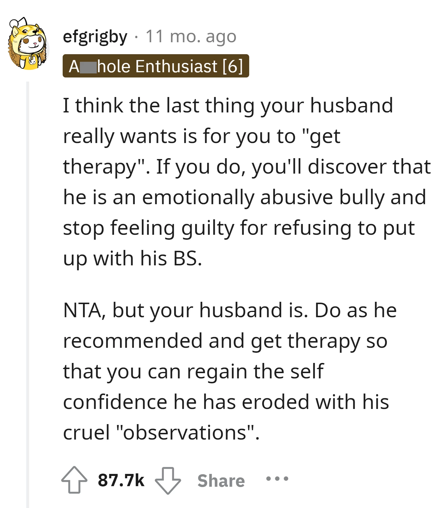 This Redditor labels OP's husband as emotionally abusive