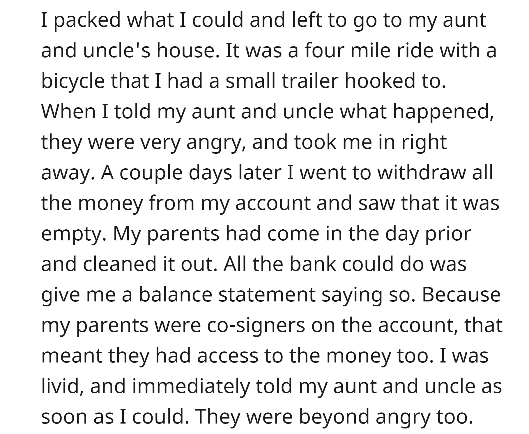 OP discovered that their savings account had been emptied by the parents without their consent