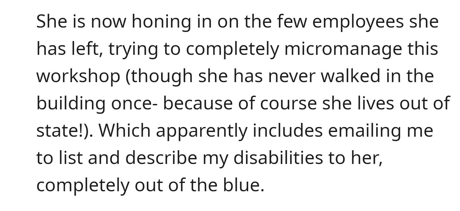 Stand-in manager unexpectedly asked OP to list and describe their disabilities via email