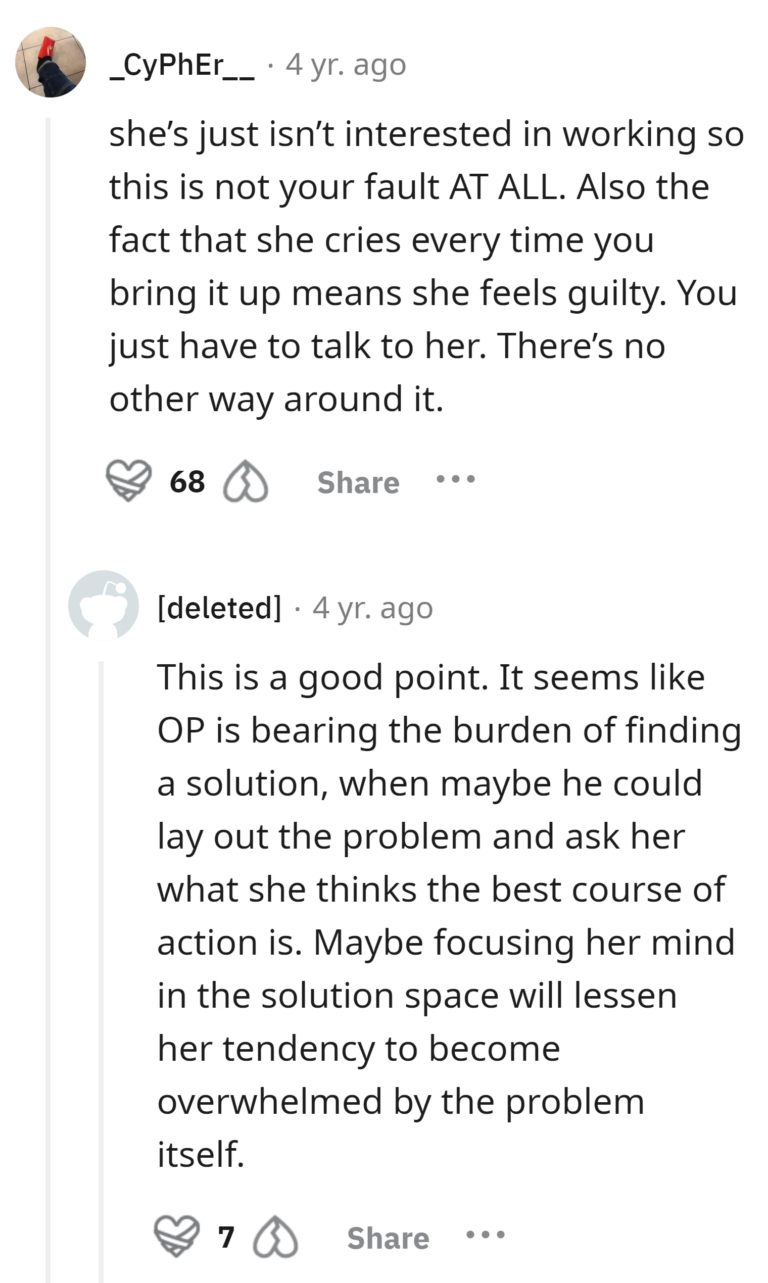 This Redditor reassures the OP that the situation is not his fault