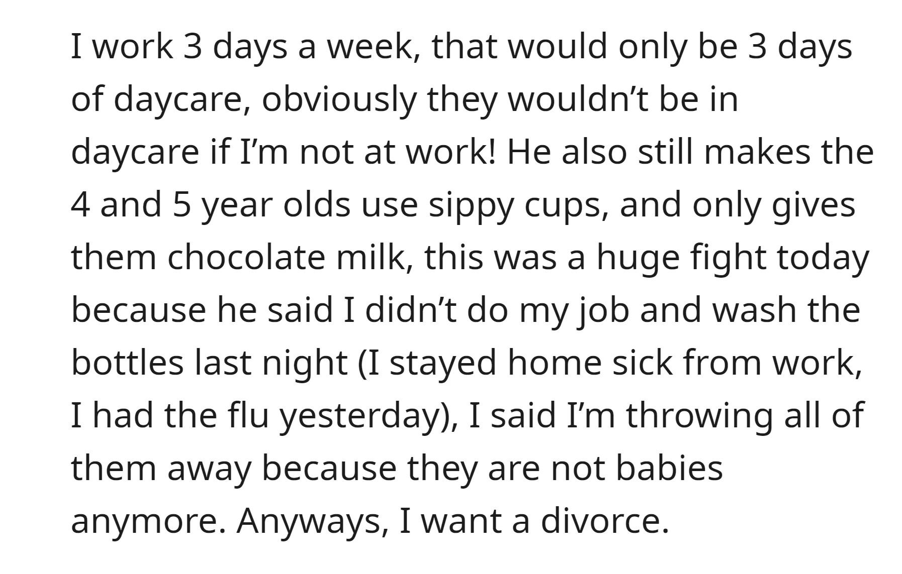 OP faces a disagreement with her husband over childcare and feeding choices