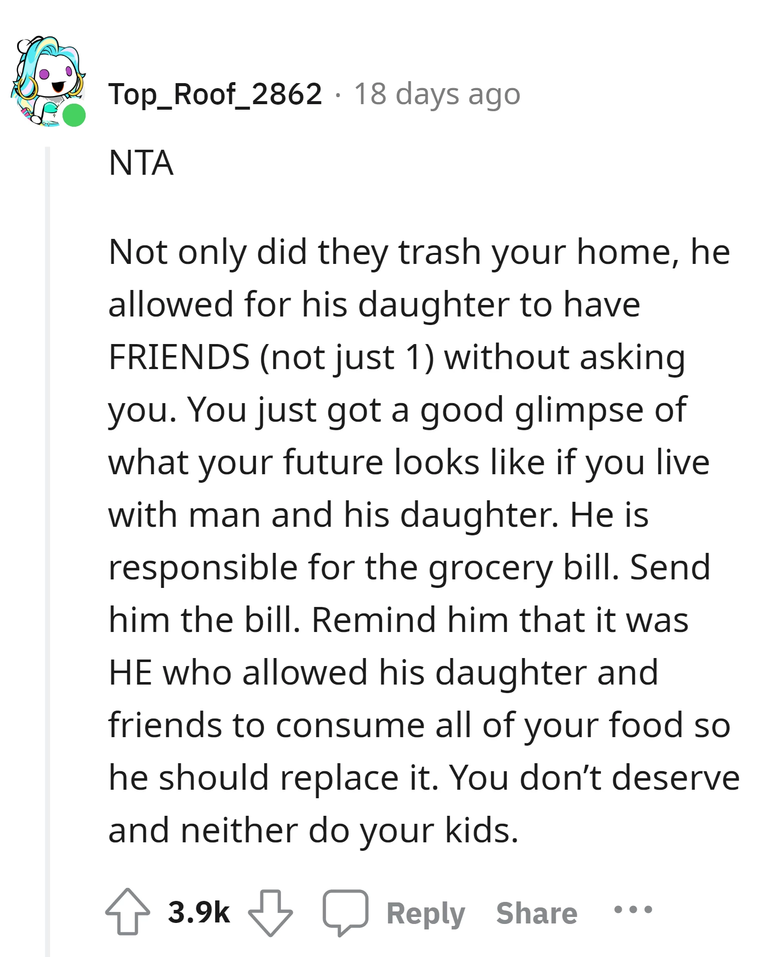 Jack should be responsible for the grocery bill
