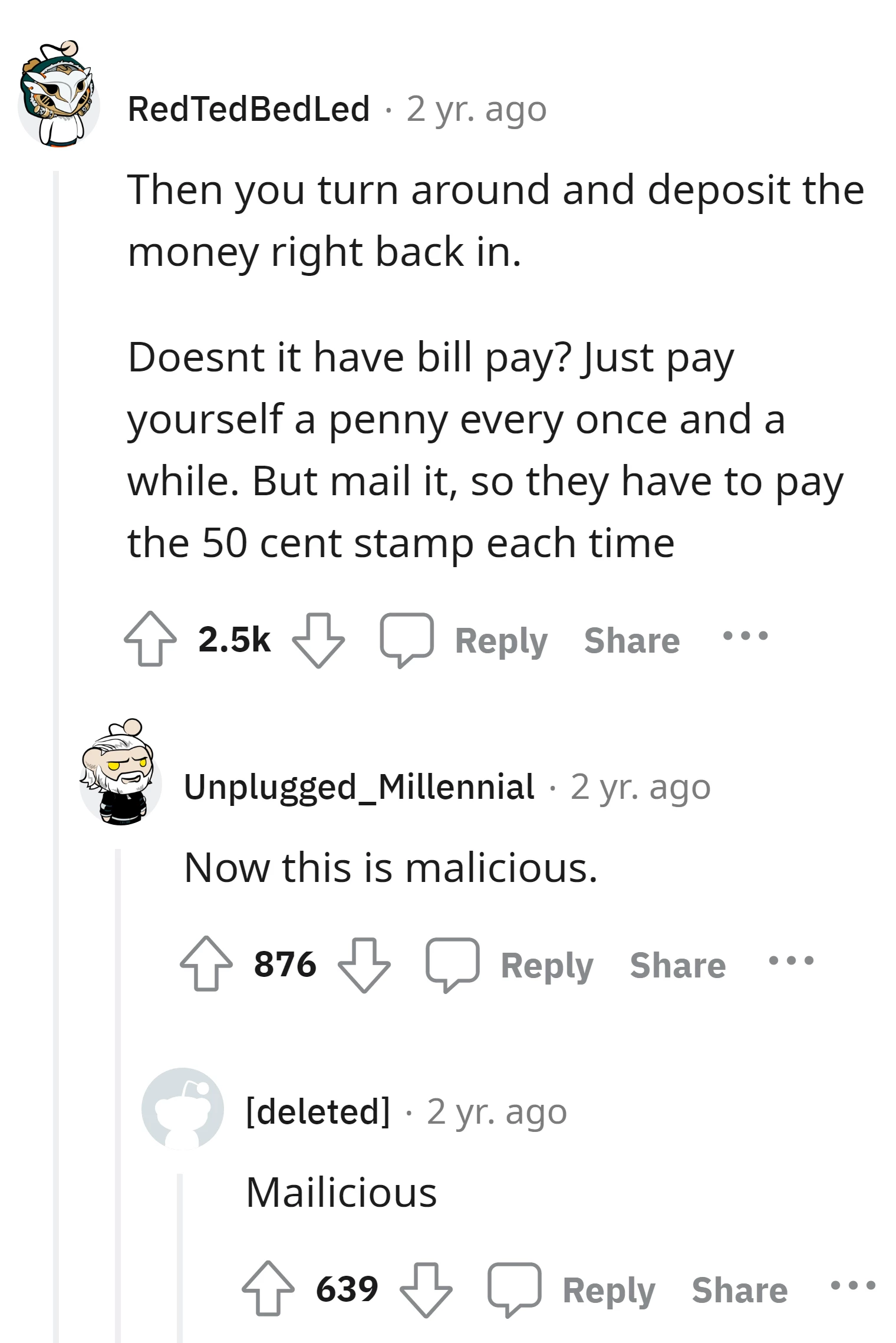 This commenter suggests a playful way to counter inactivity fees on a bank account