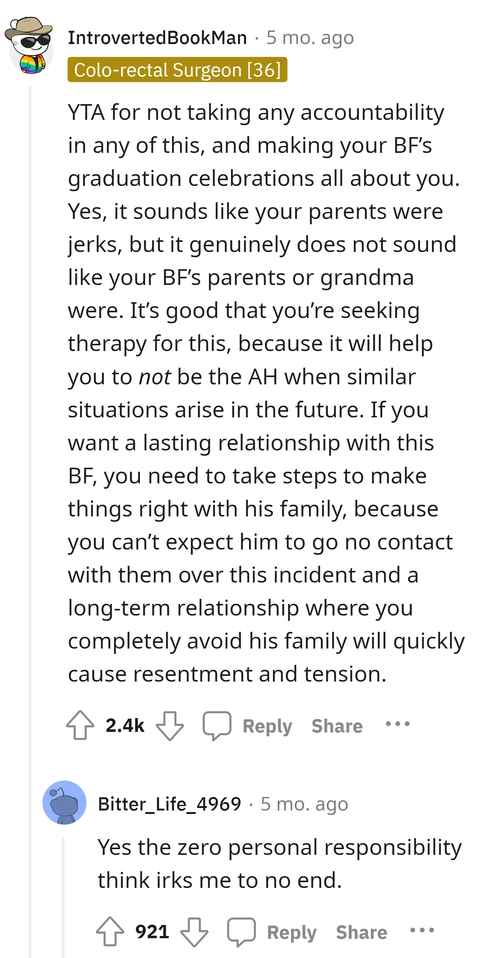 OP should make amends with his family for a lasting relationship