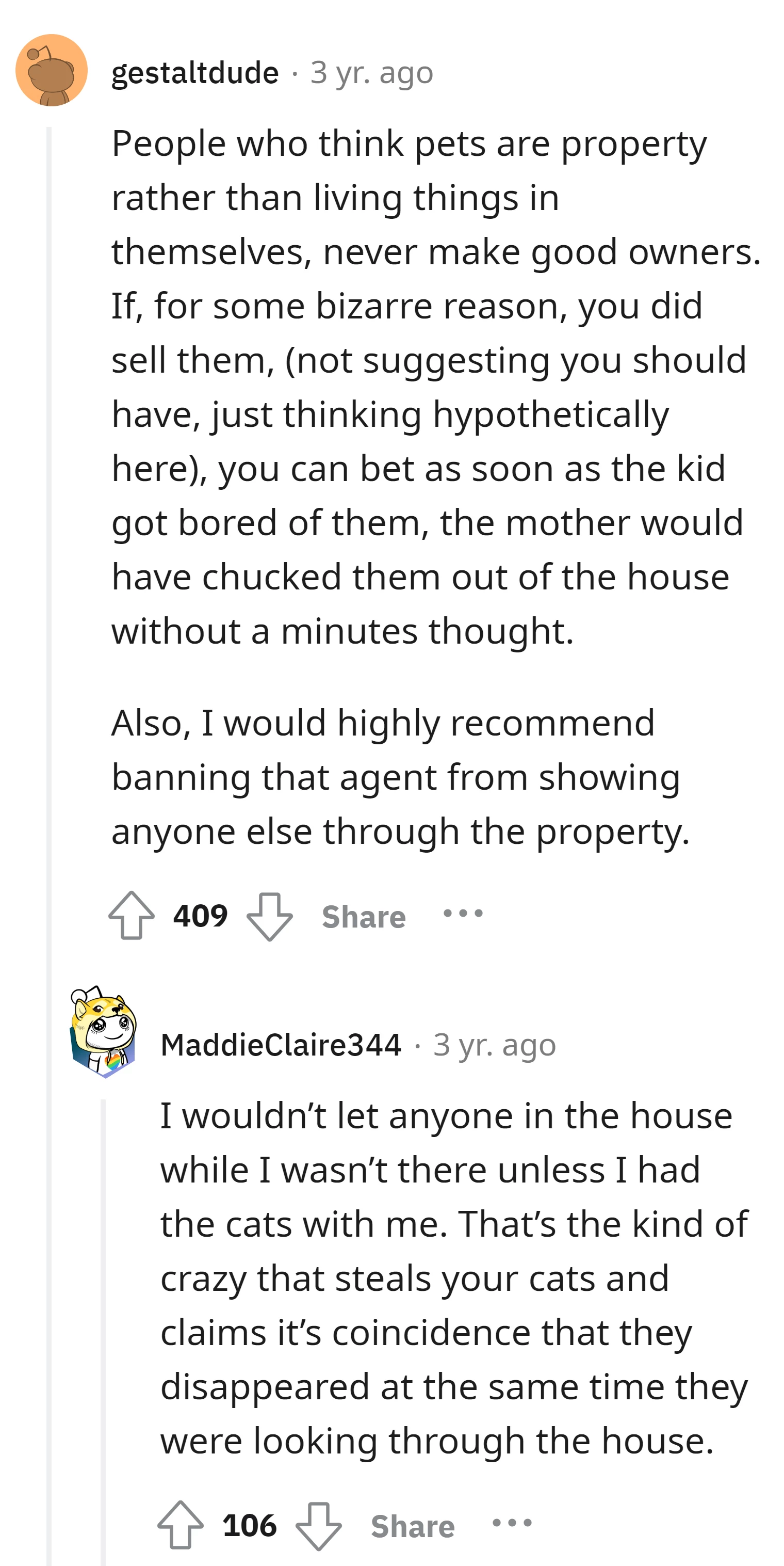 Ban the agent from showing the property to others