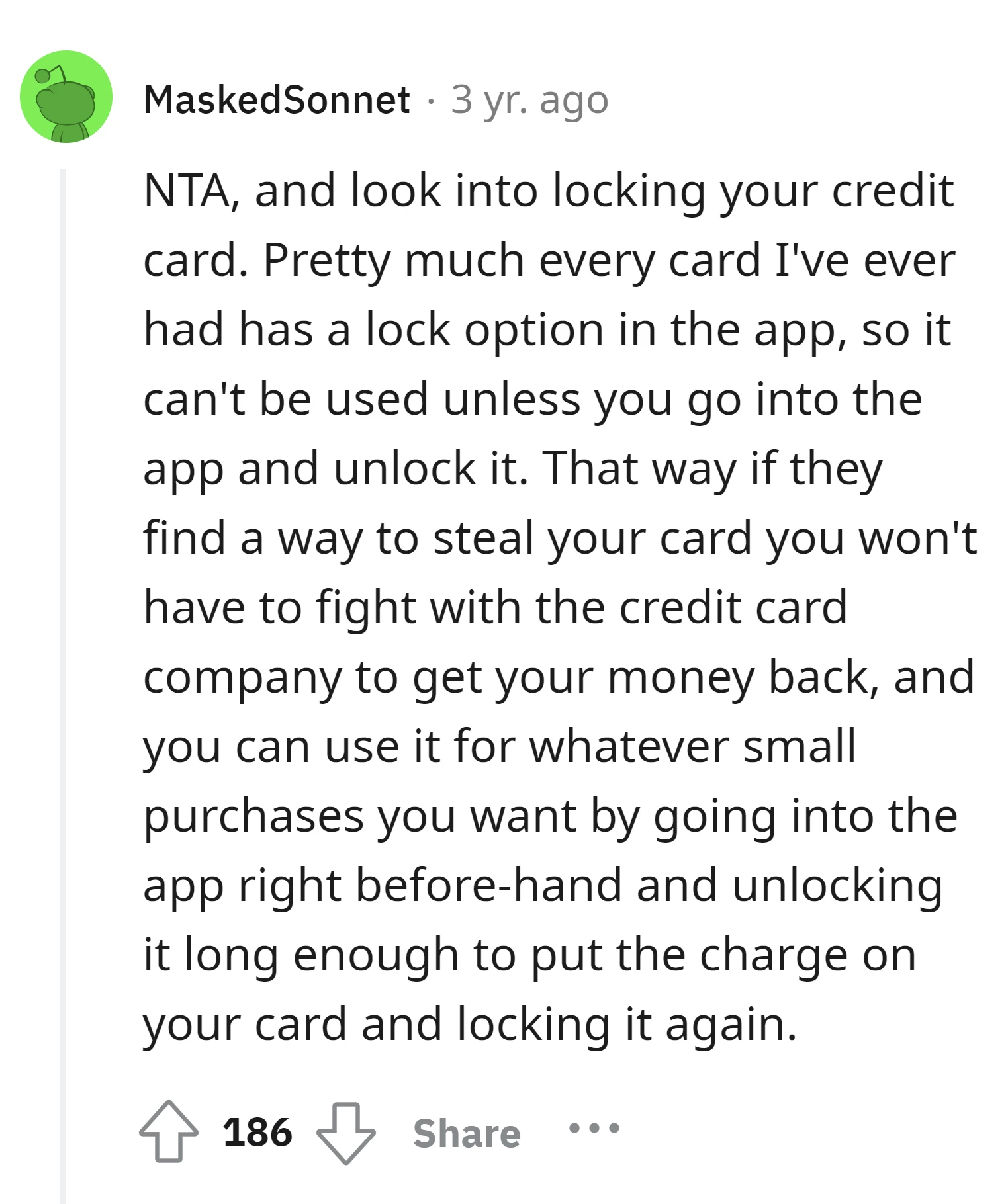 Consider locking your credit card through the app to prevent unauthorized use