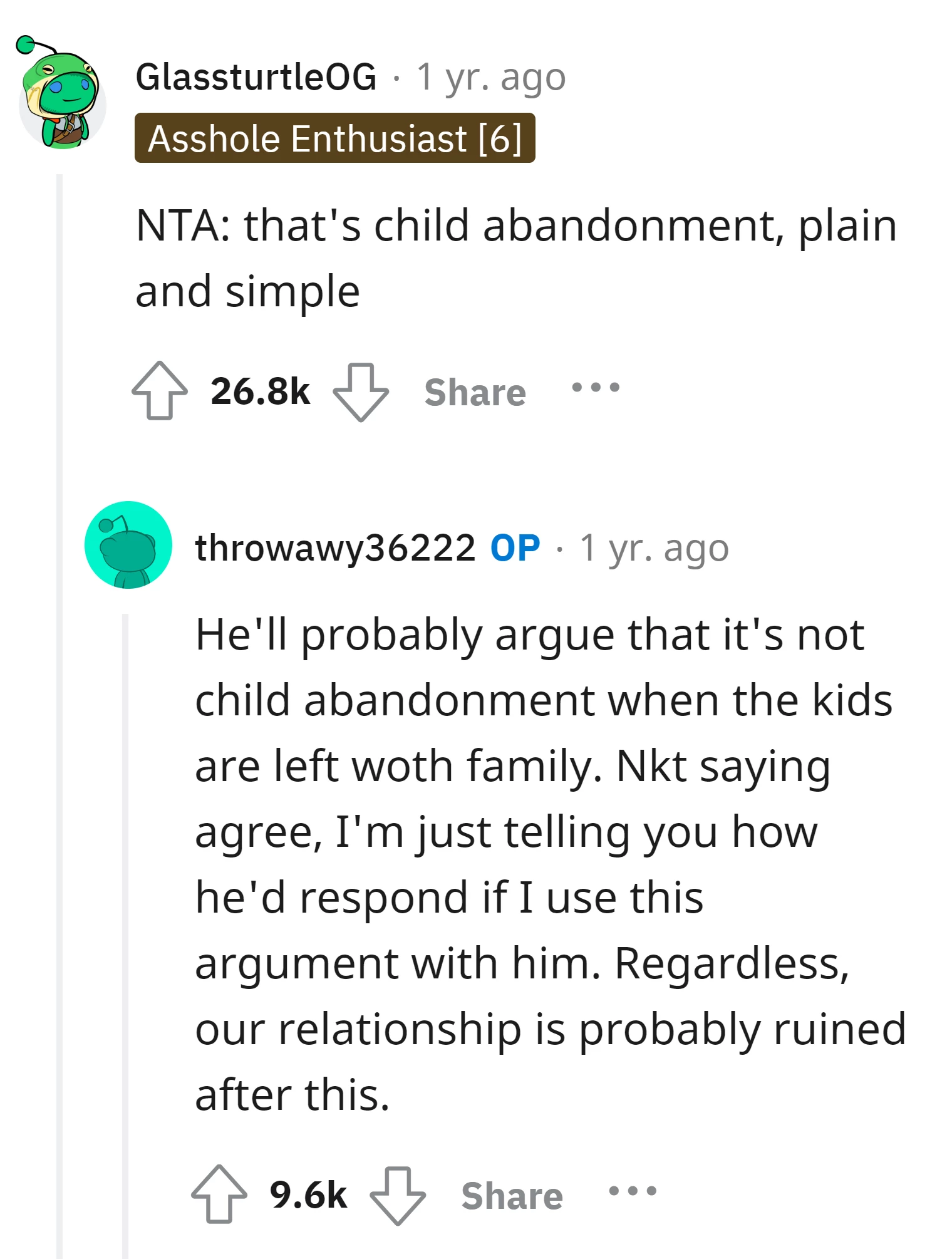 That was child abandonment