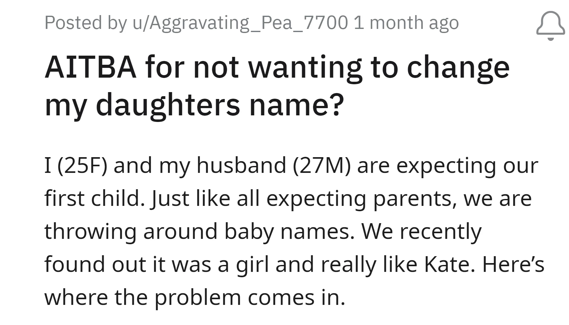 OP and her husband are considering the name Kate for their baby girl