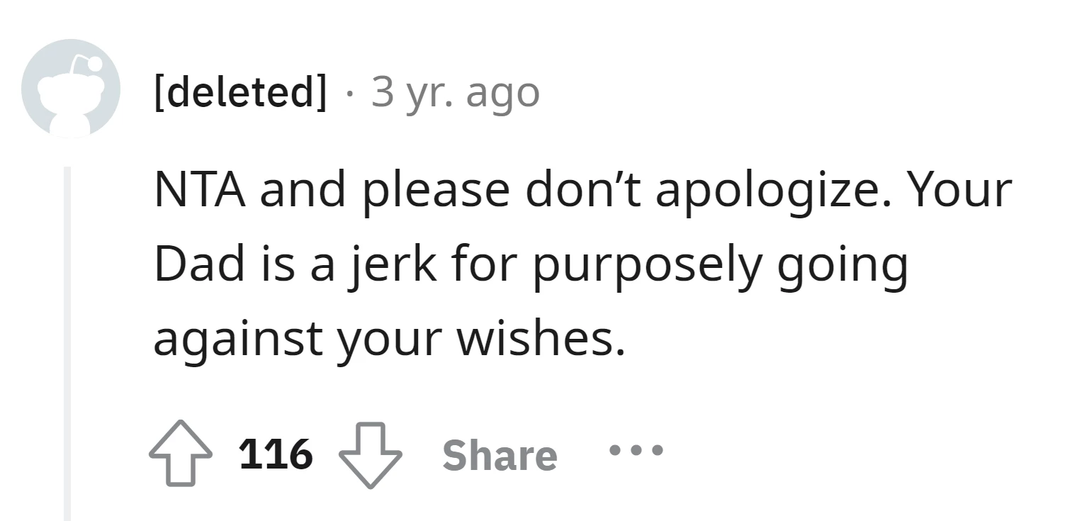 "Don't apologize"