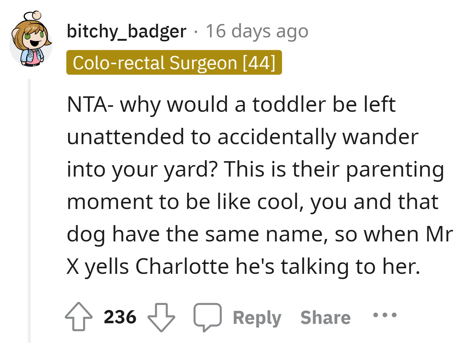 The neighbor should explain to the child