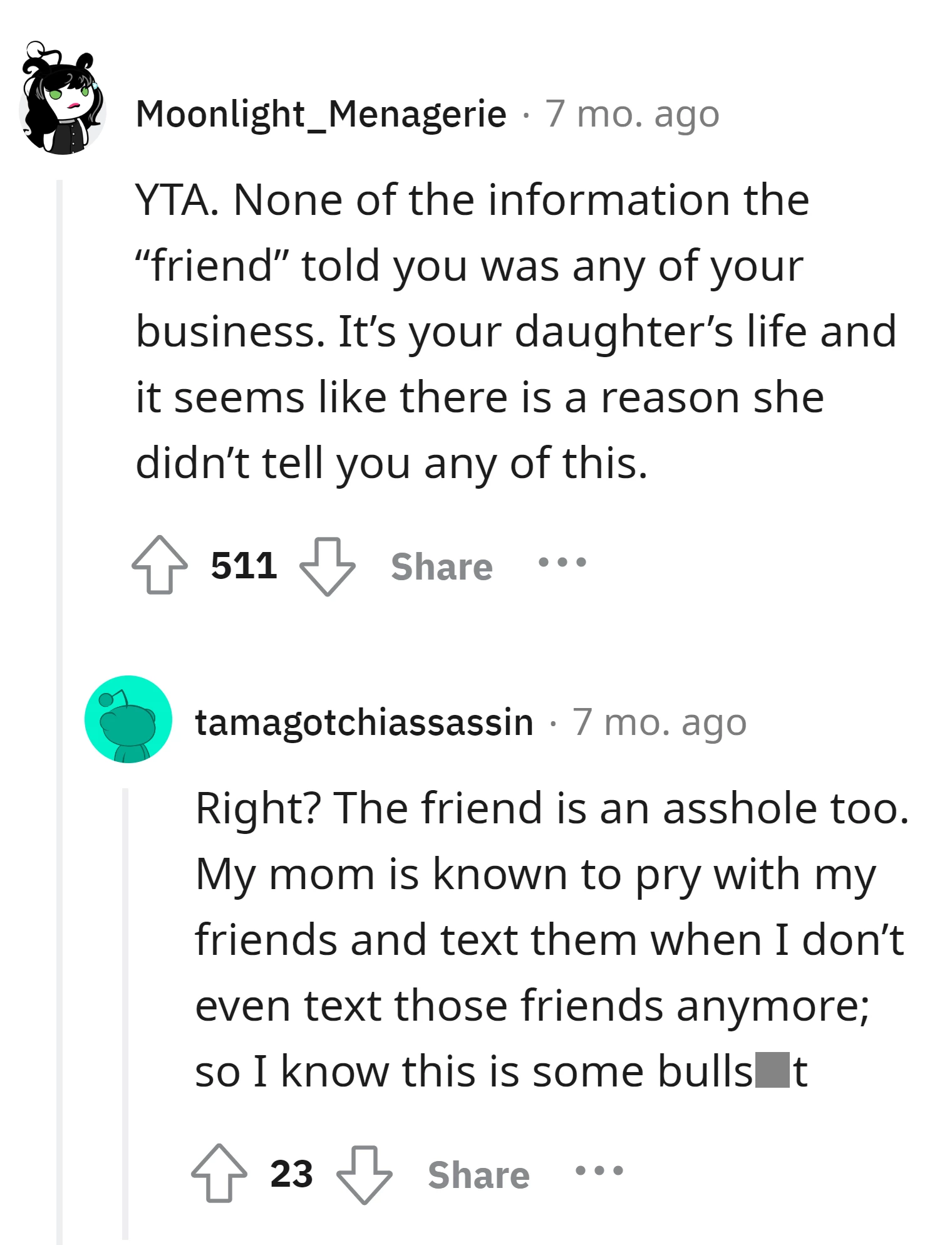 There's likely a reason the daughter didn't share it