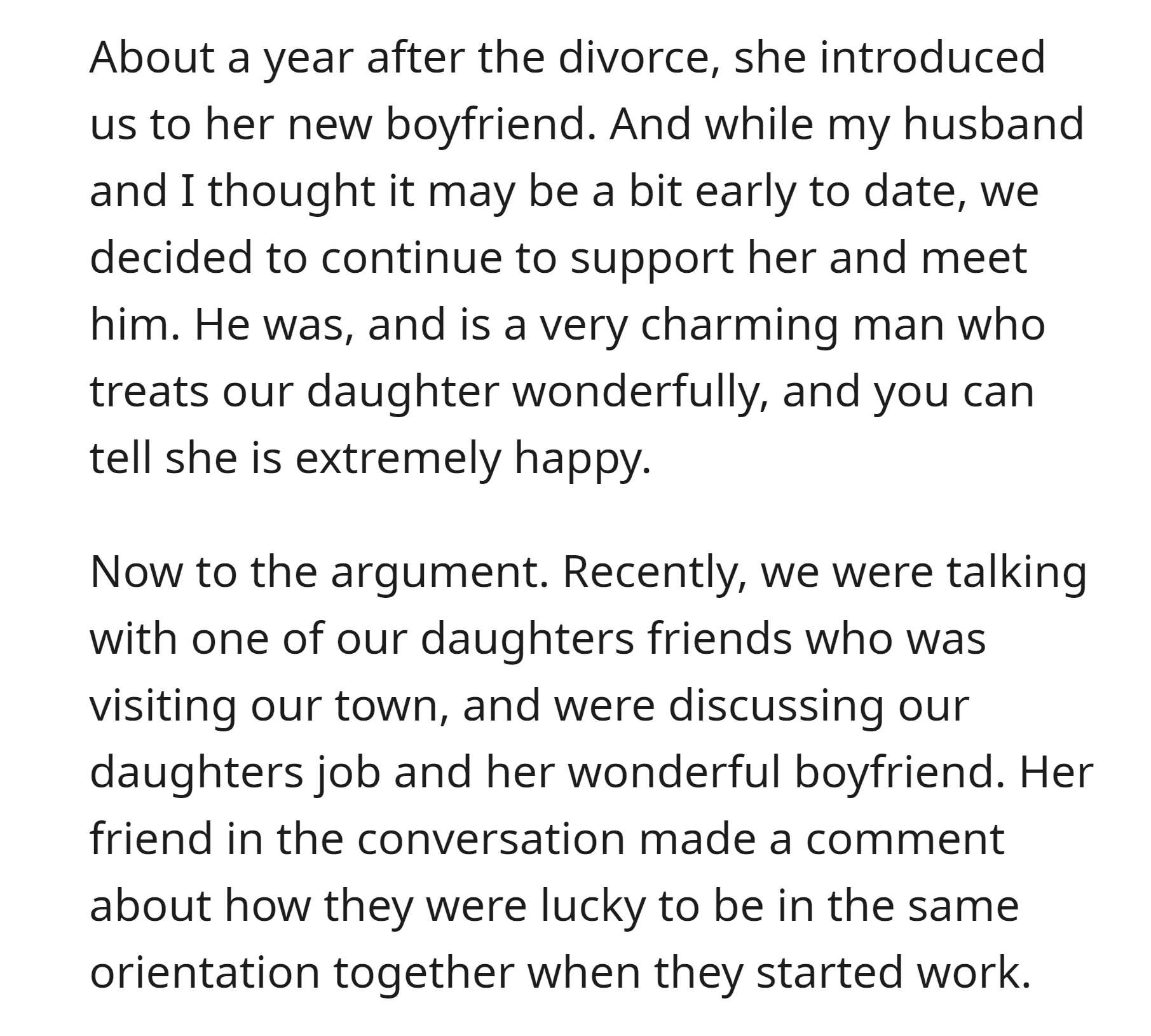 OP's daughter introduced her parents to her charming and caring boyfriend