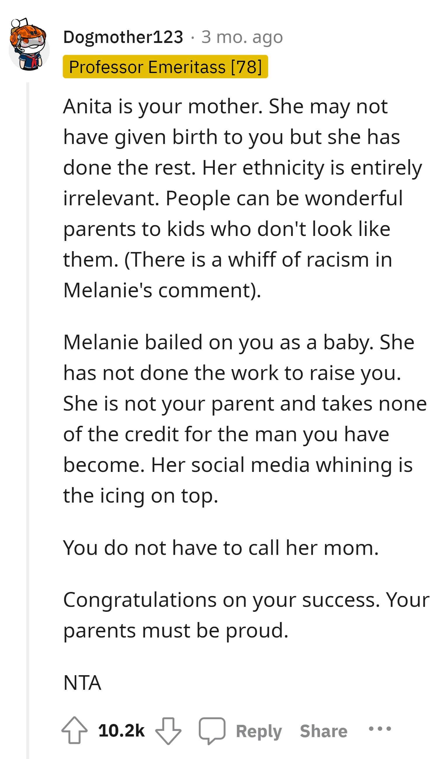 OP's bio mom's claims is unjustified and potentially racist
