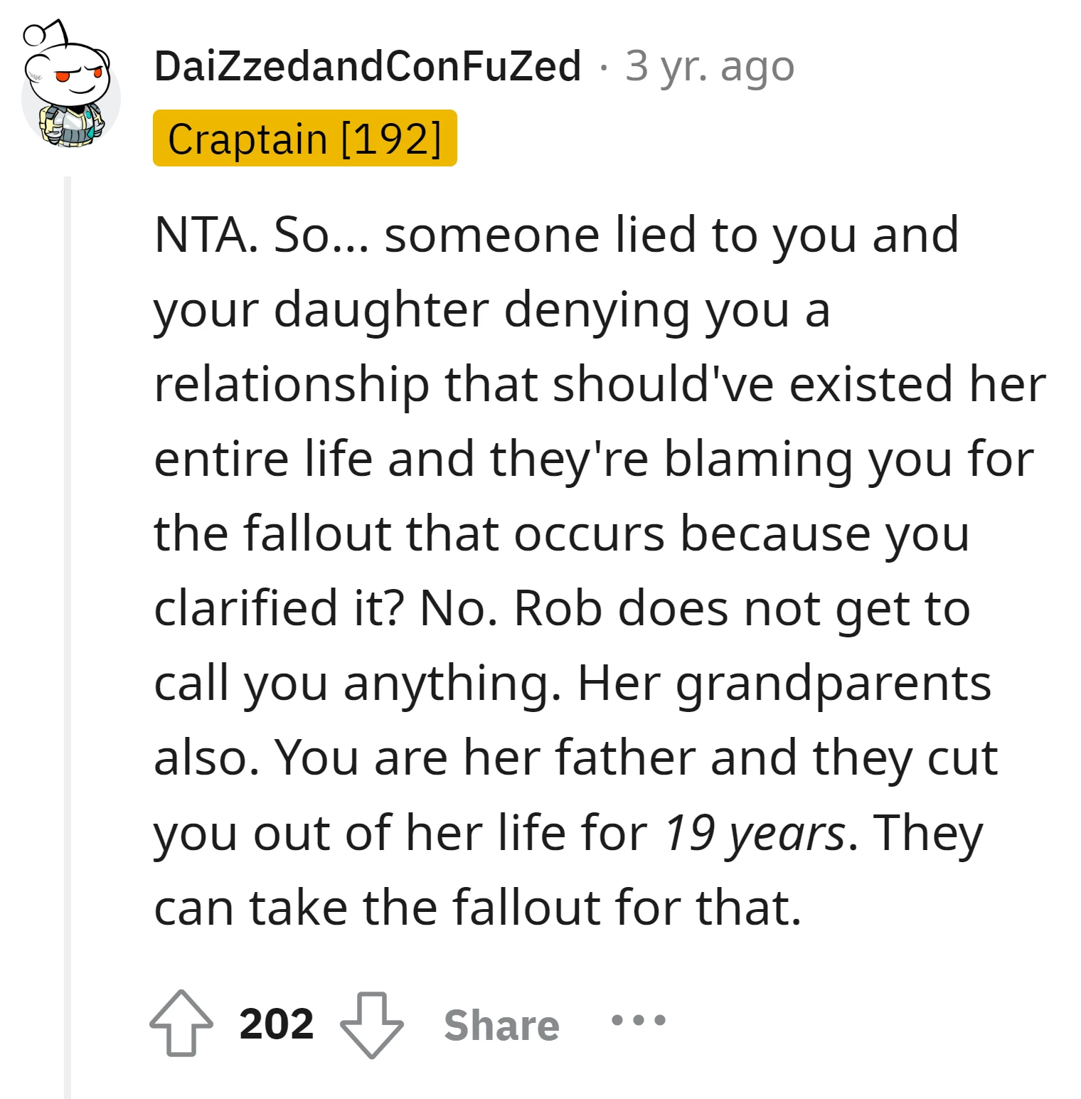 The uncle and grandparents were the ones who lied and denied him a relationship with his daughter for 19 years