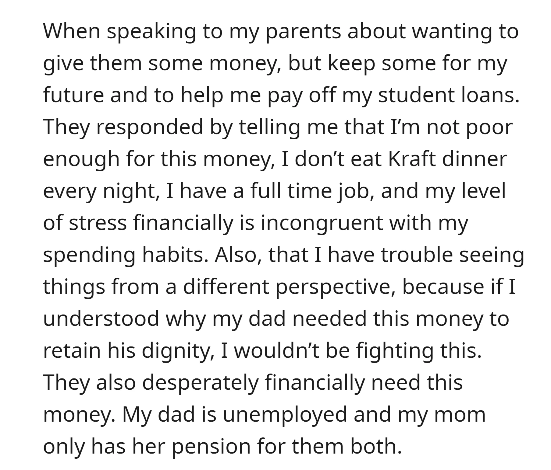 OP offered to share some of the inherited money with her parents while keeping some for personal needs