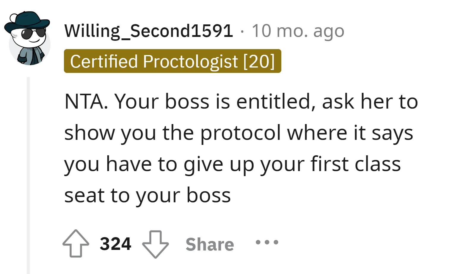 "Your boss is entitled"
