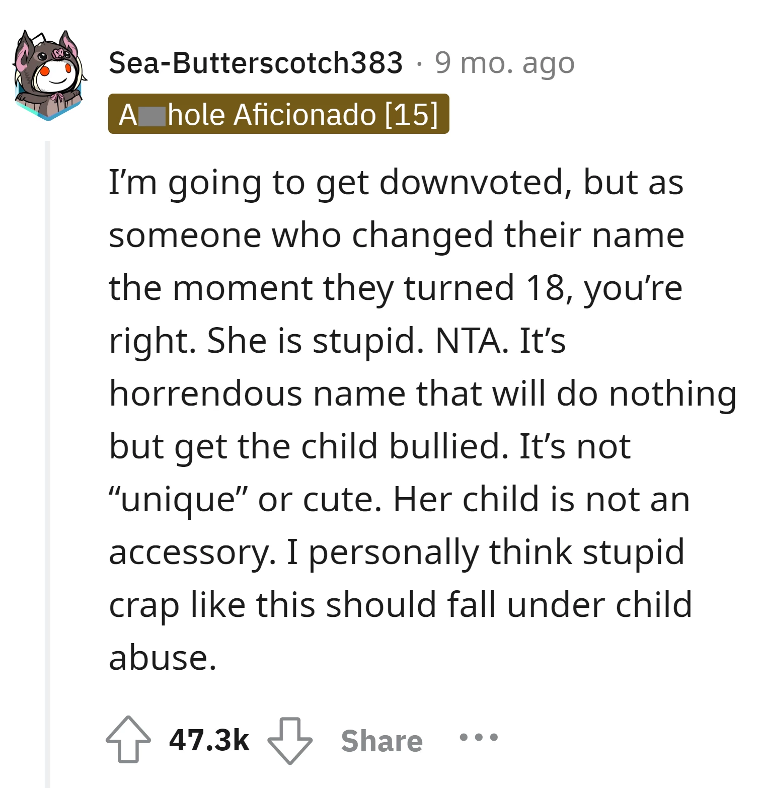 Commenter agrees with OP that name is "horrendous"