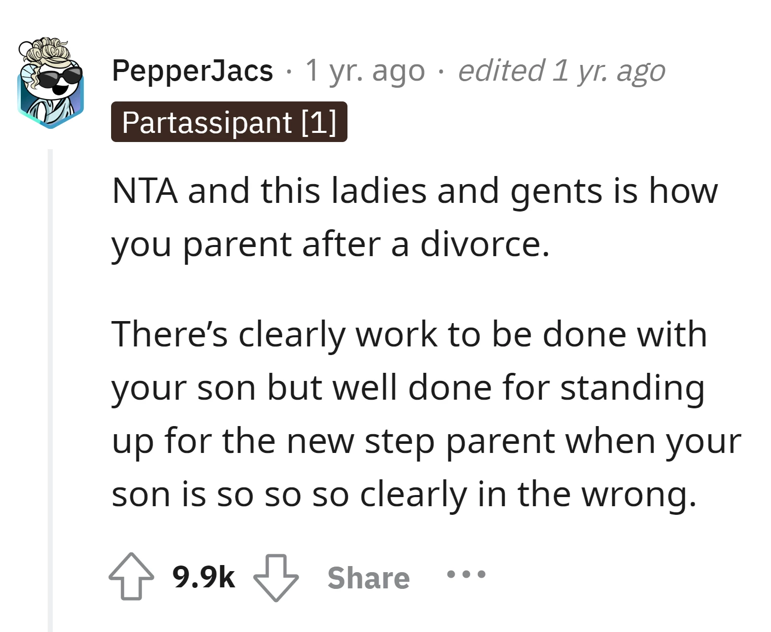 Commenter commends OP for standing up for the step-parent