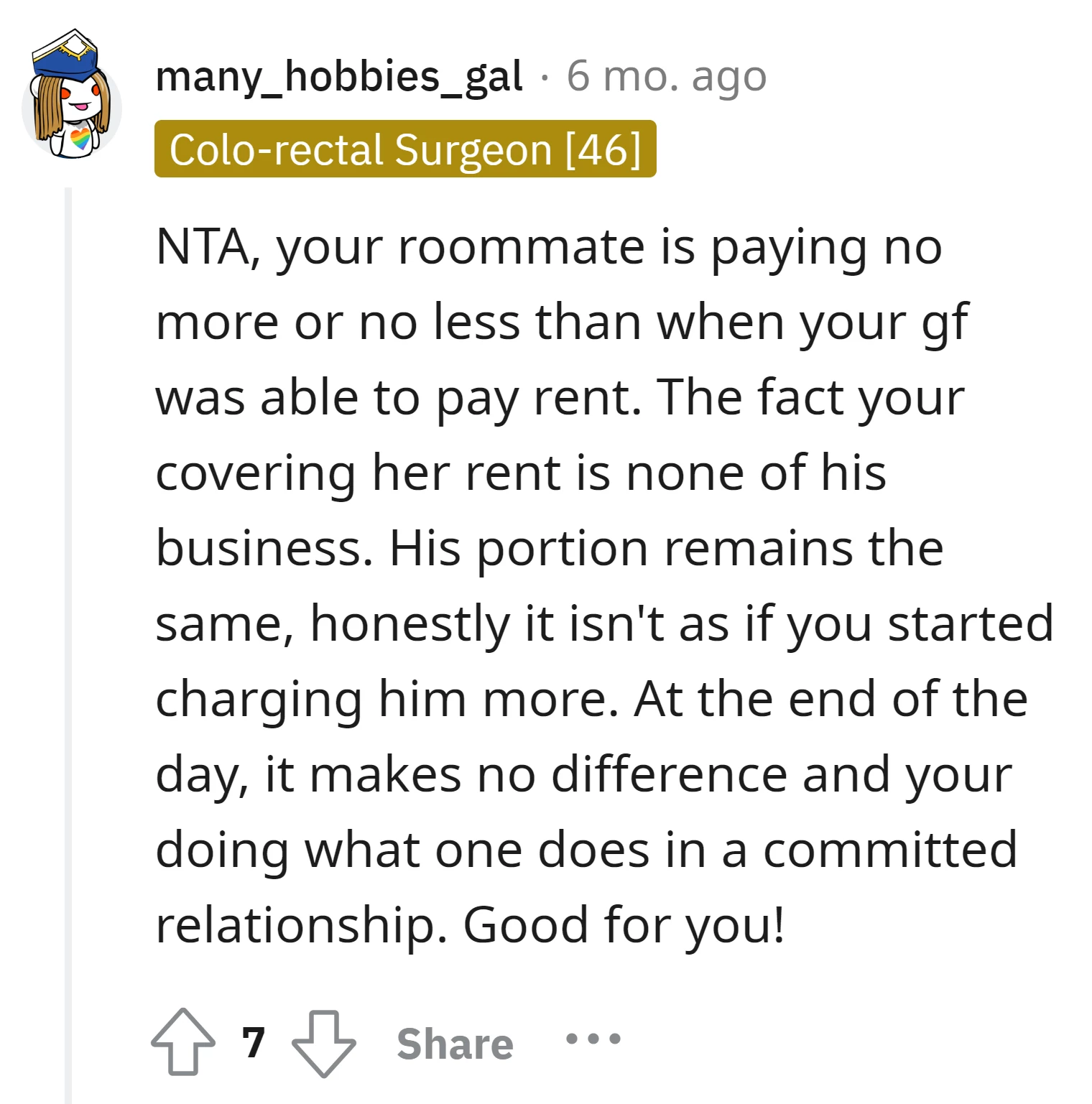 Why the roommate gets upset while his portion of the rent remains unchanged