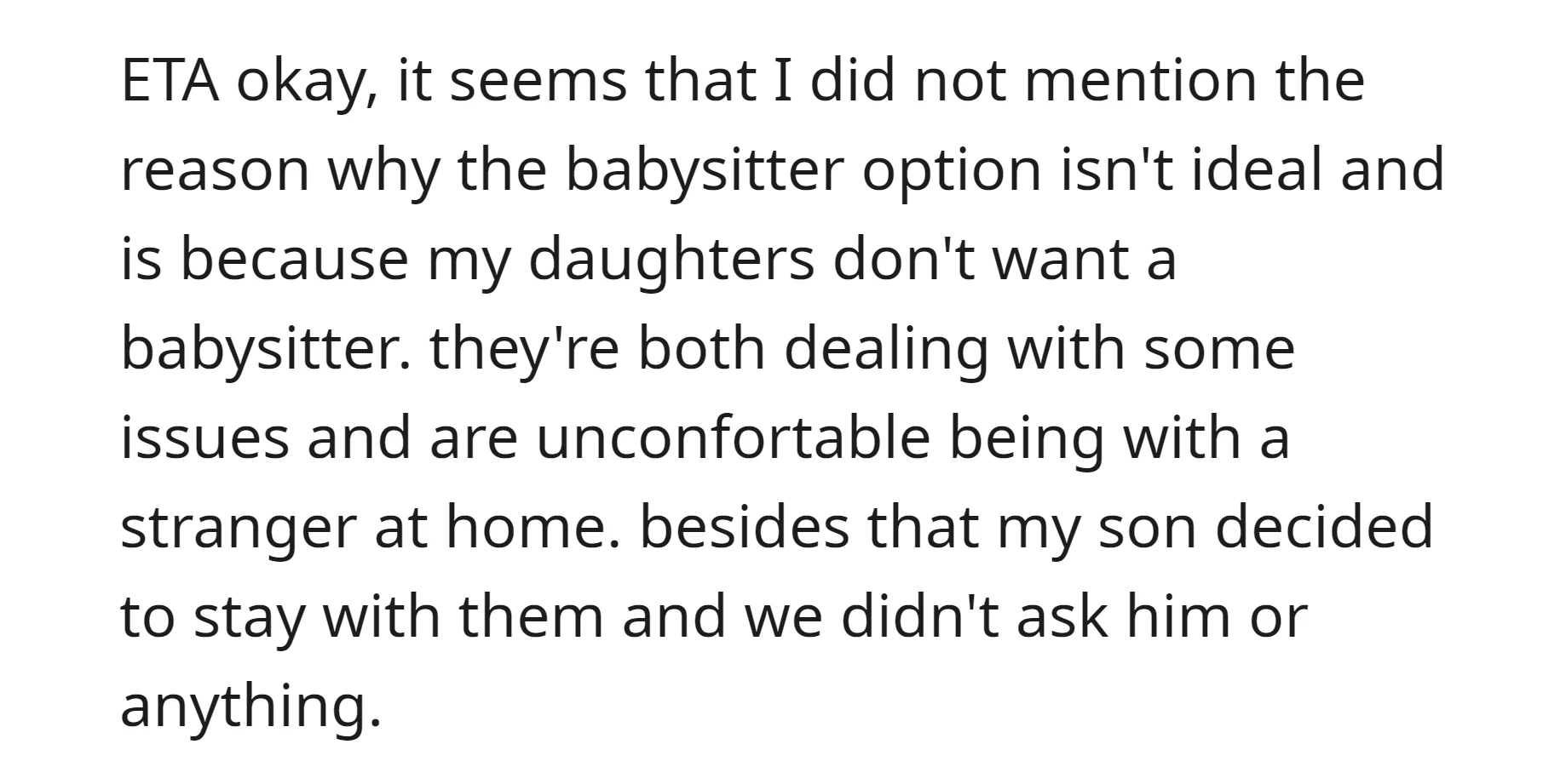 OP's daughters are uncomfortable with a babysitter
