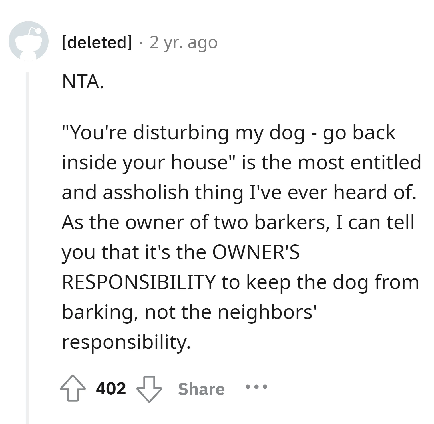 The neighbor is unreasonable