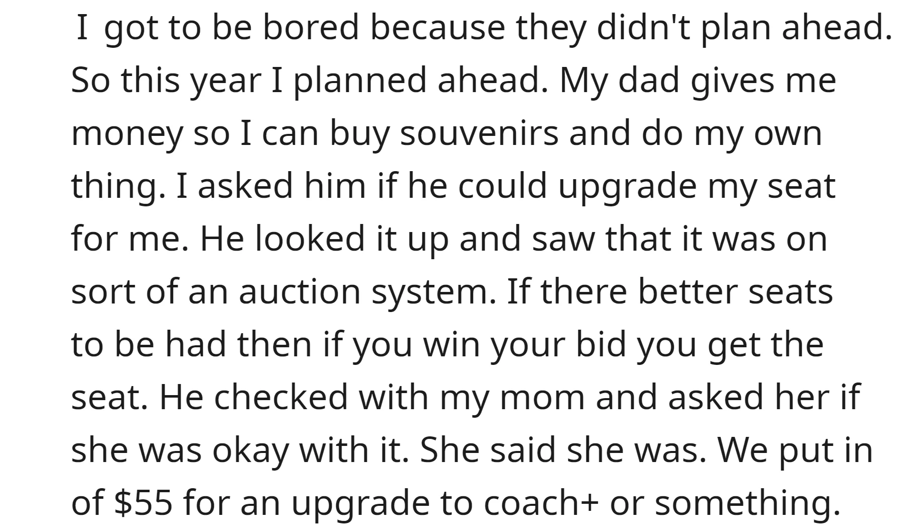 OP asked his dad if he could help him upgrade his seat