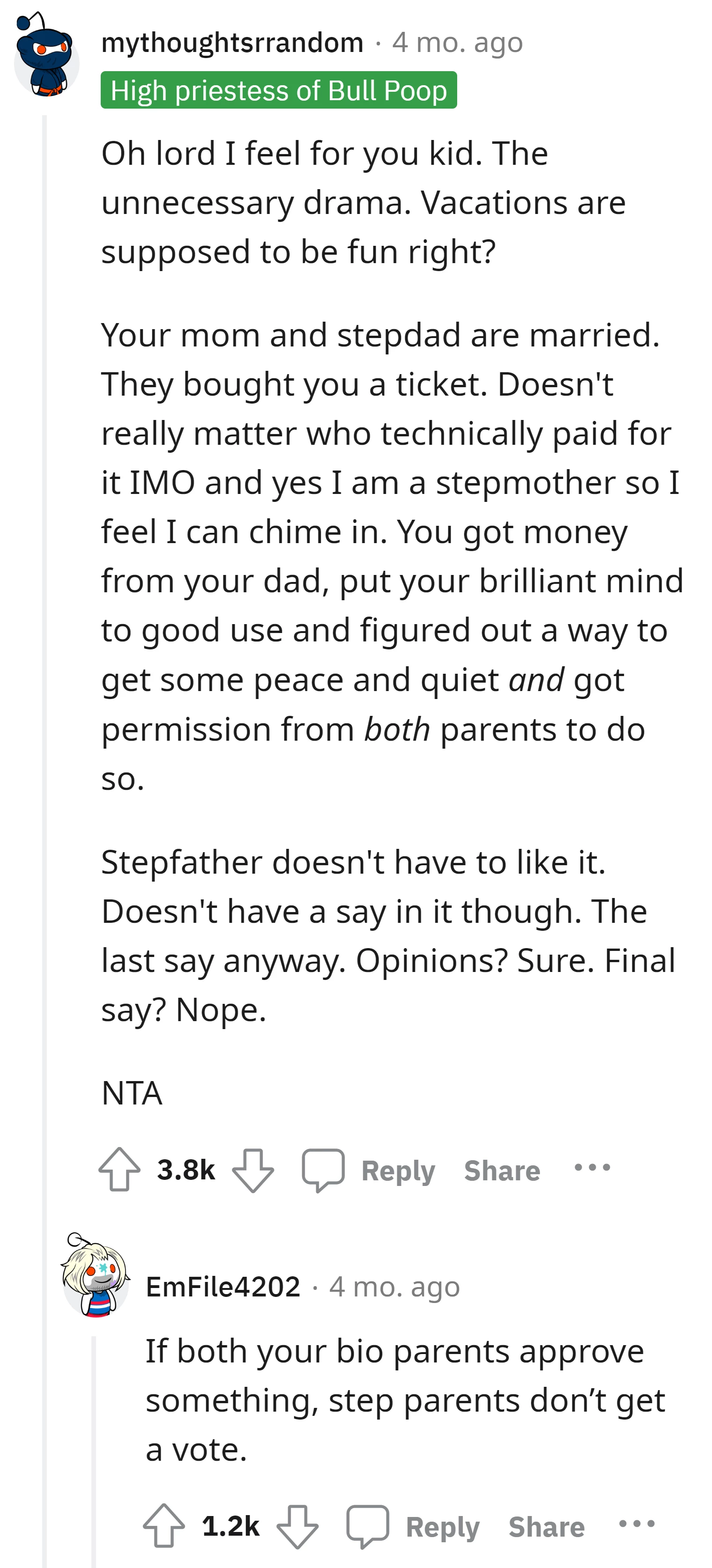 both parents gave permission and the stepfather's opinion shouldn't have the final say