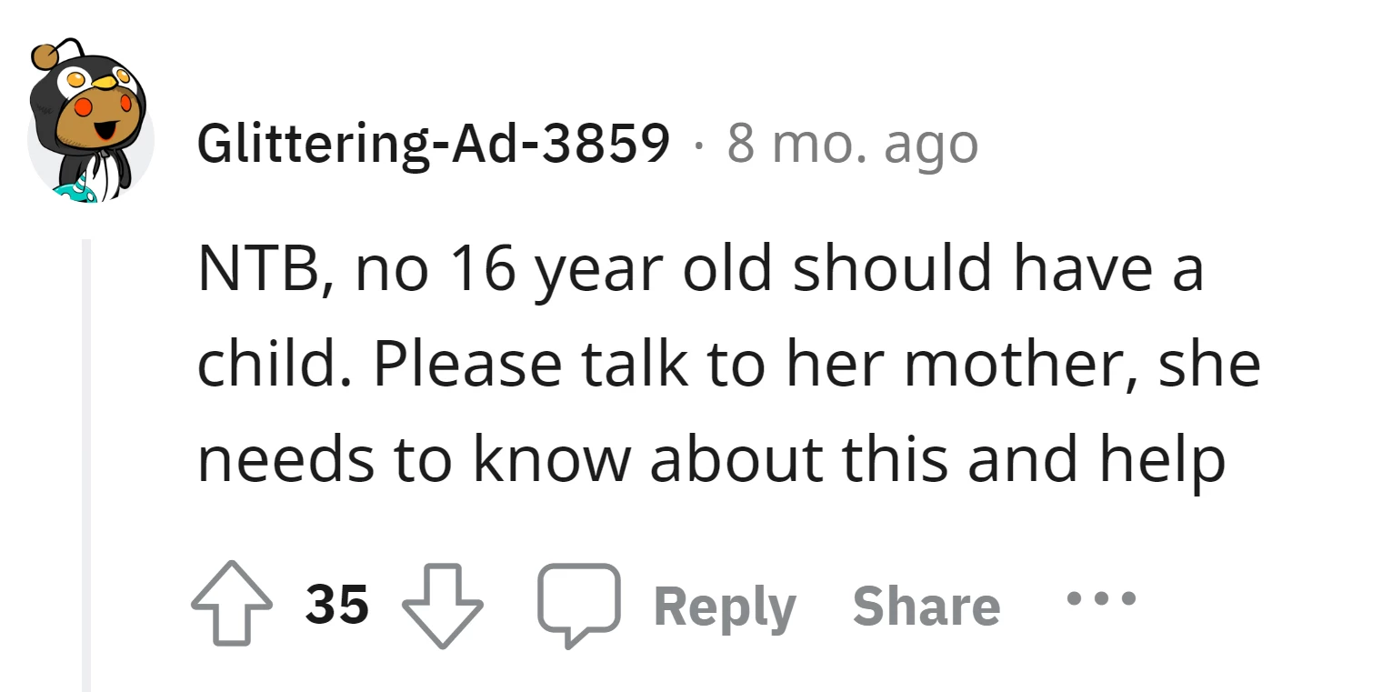 "No 16 year old should have a child"