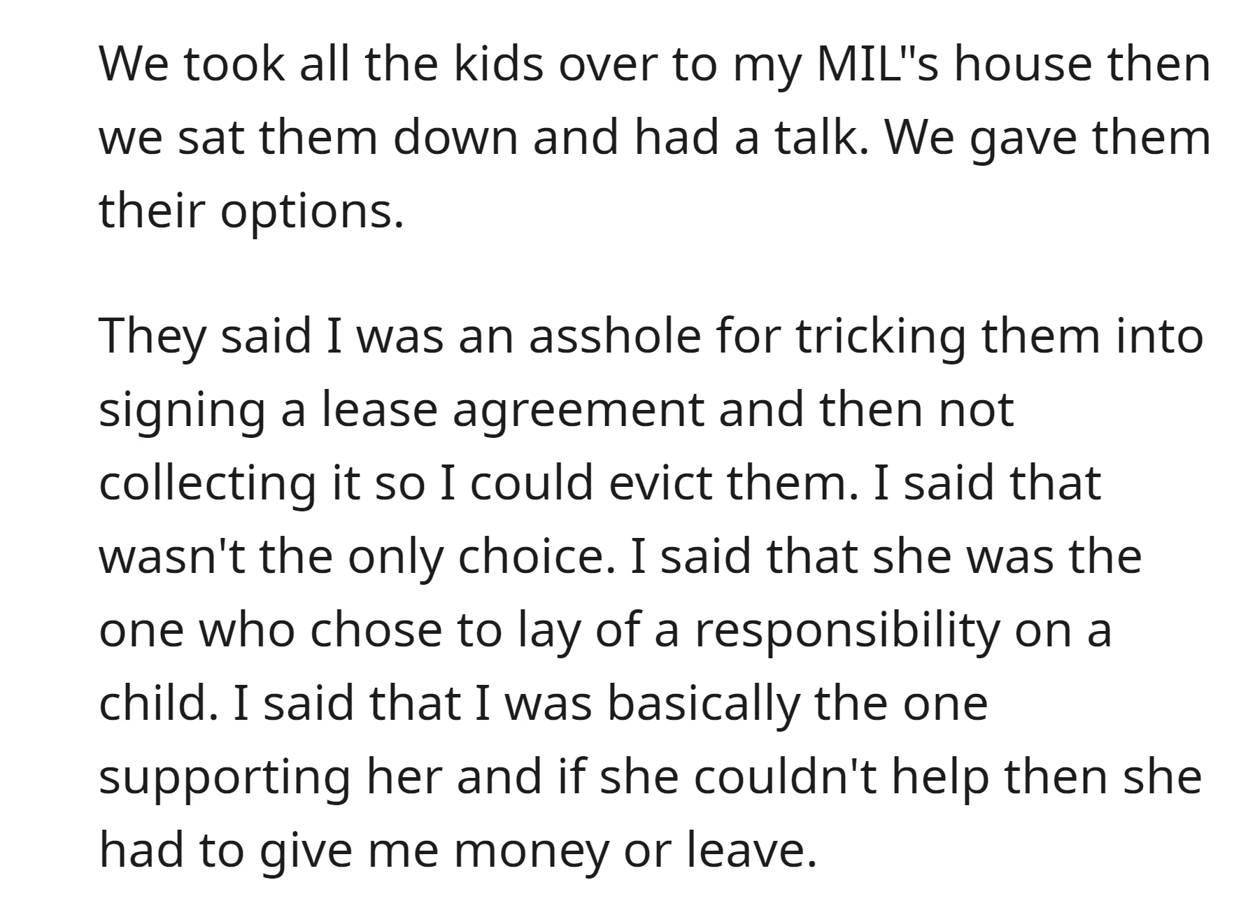 In-laws accused the OP of tricking them with the lease