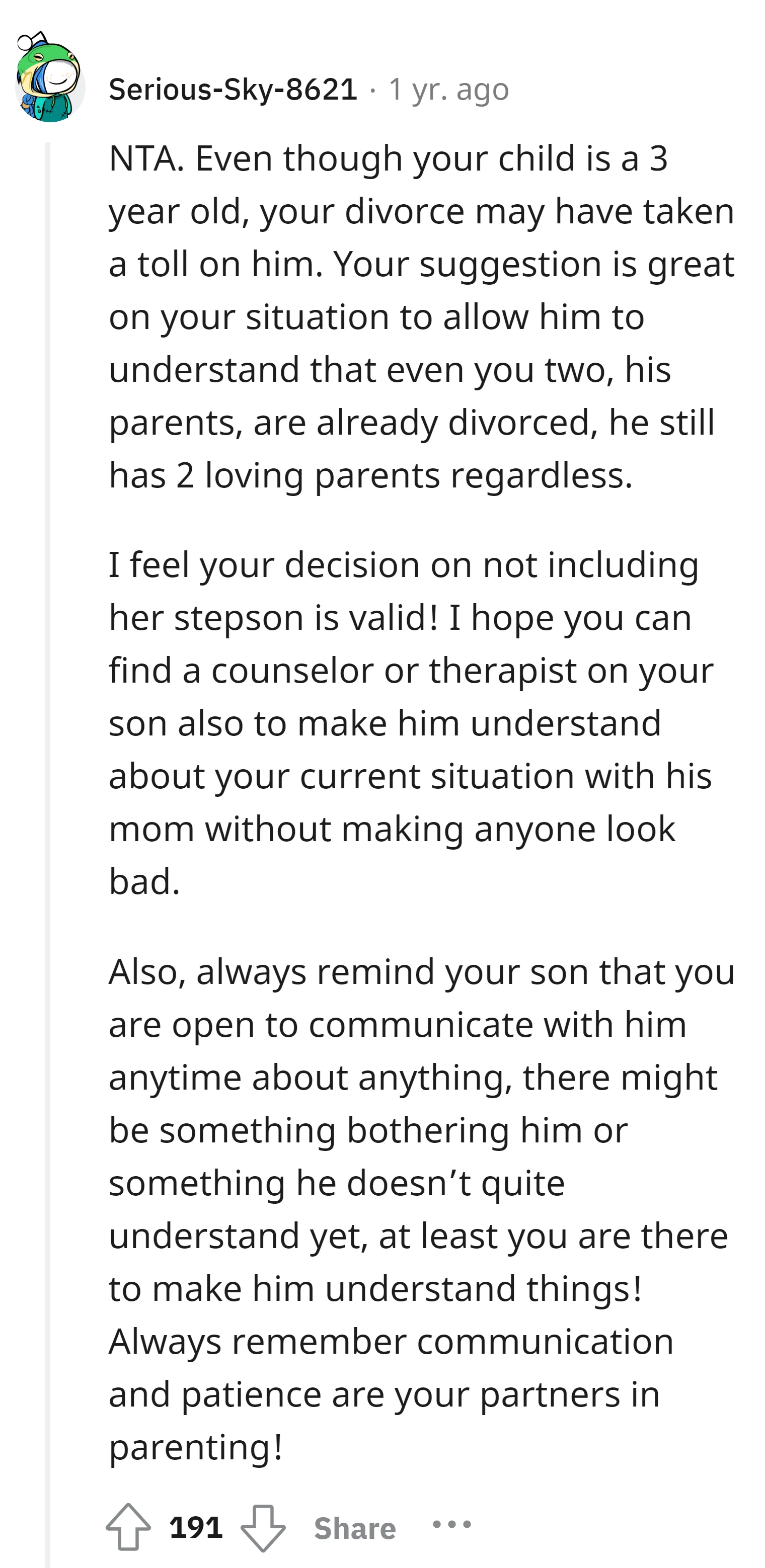 Seek a counselor or therapist to help the child understand the divorce situation