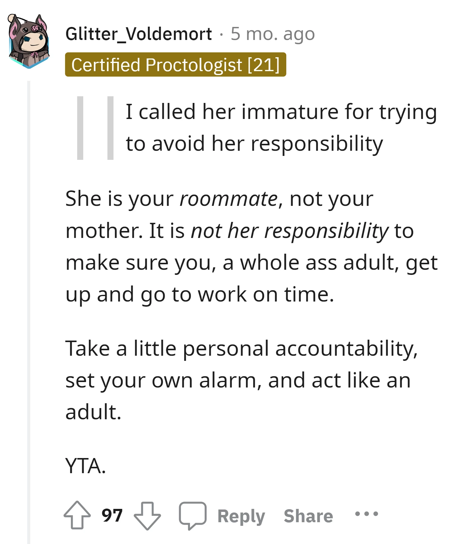"Take a little personal accountability"