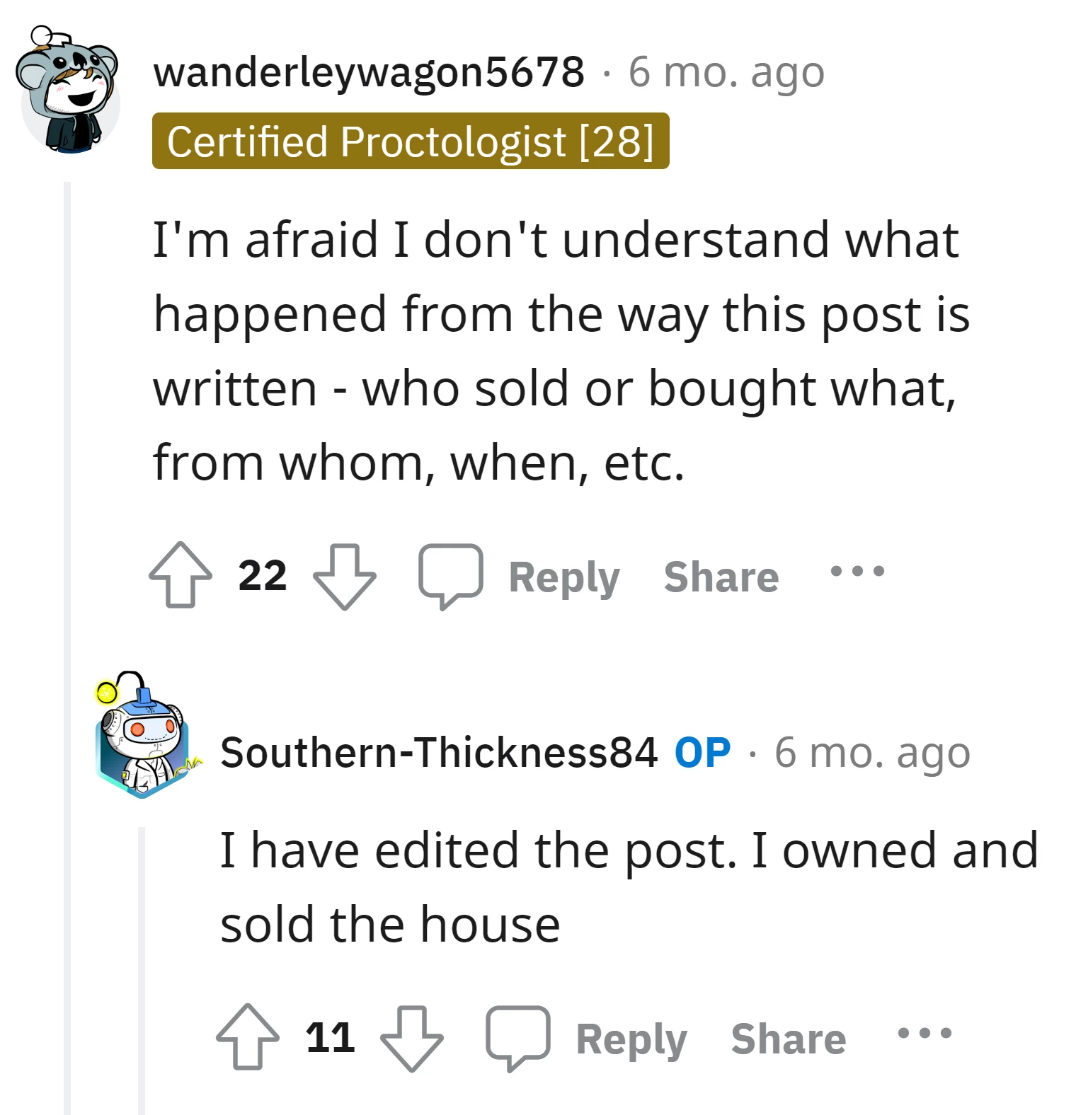 OP owned and sold the house