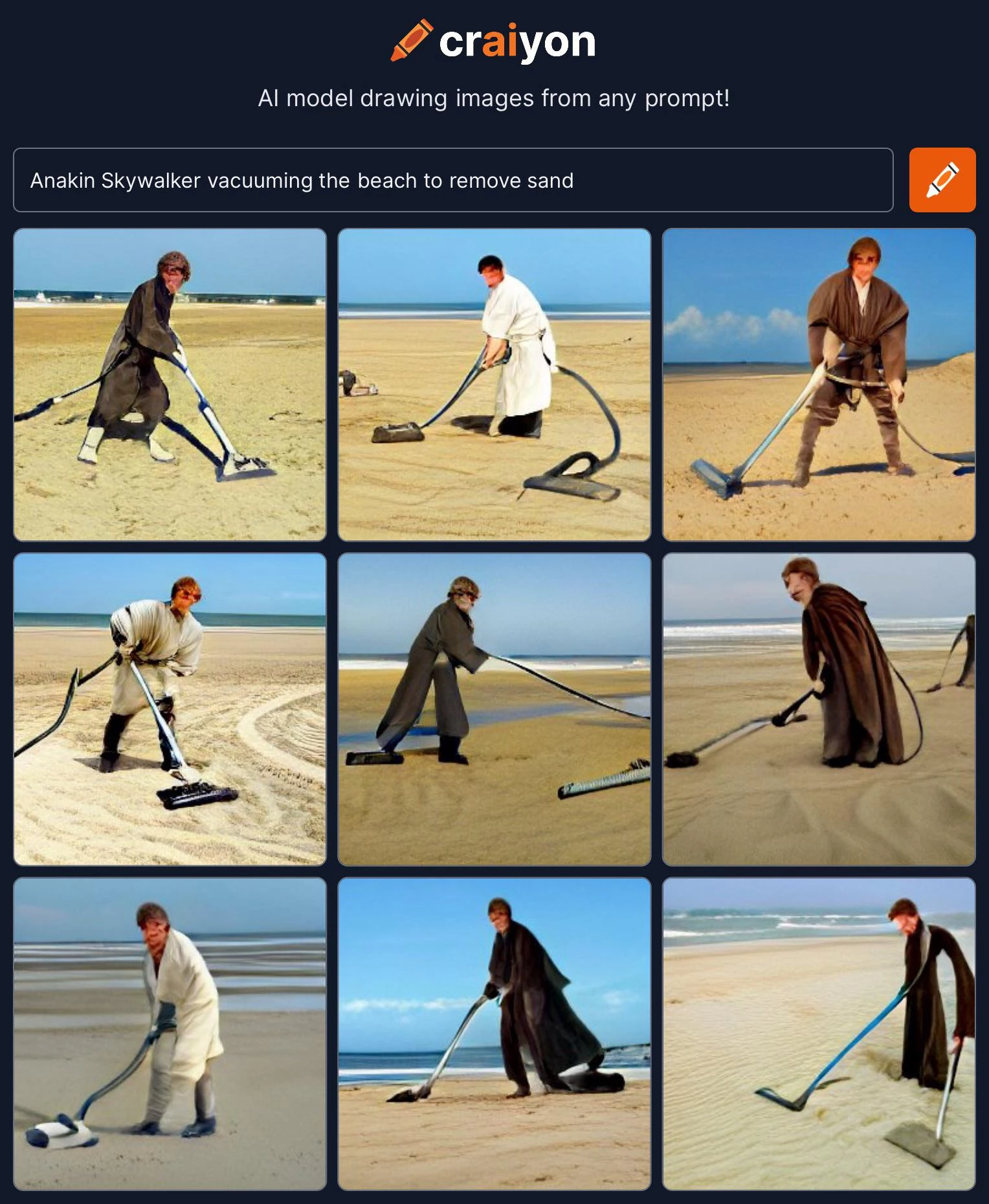 Anakin Skywalker Vacuuming The Beach To Remove Sand