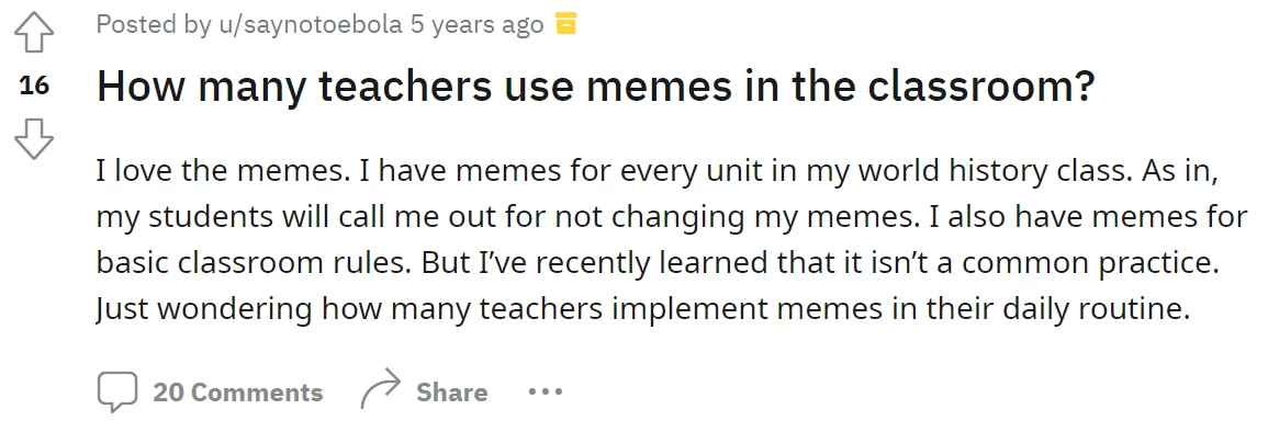 This Reddit Teacher Starts The Question With Some Of Personal Experiences